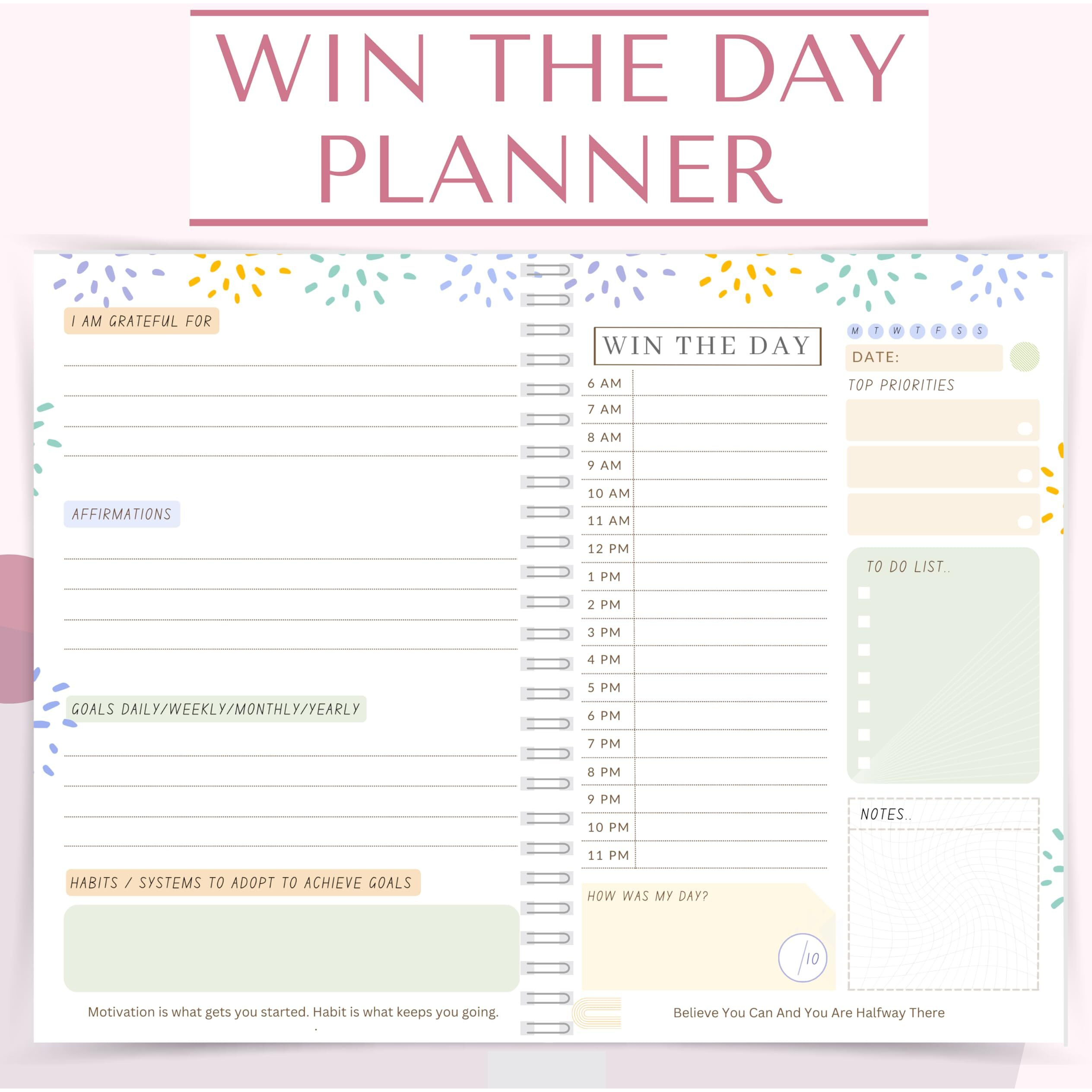LAURET BLANC Win The Day Daily Planner, To Do List, Affirmation and Gratitude Journal- A5, 90 GSM, 160 Pages, Plan for 80 Days. (Style 31)