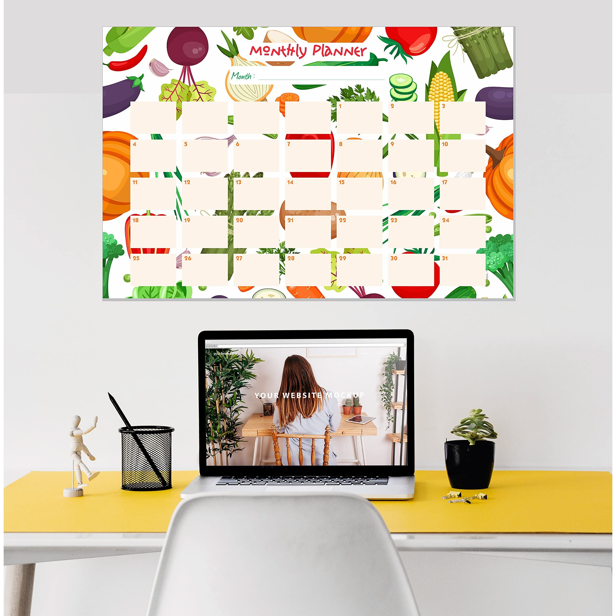 ESCAPER Vegetables Theme Monthly Planner Sheets - Pack of 6, A3-Sized Sheets for 6 Months of Productive Planning and Organizing