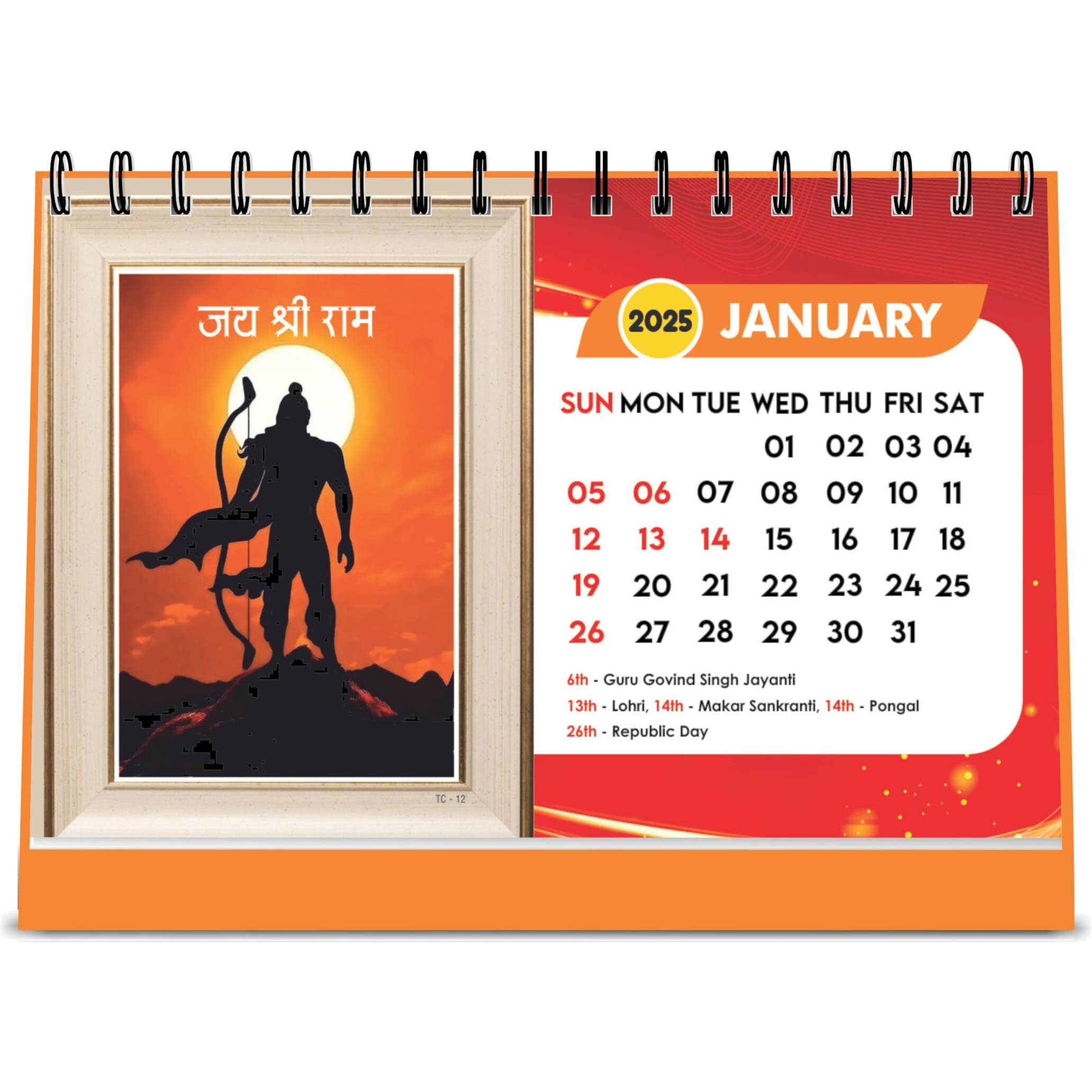 ESCAPER All Hindu God Desk Calendar 2025, Religious Hindu Calendar 2025, Lord Ram Calendar 2025, Lord Hanuman Calendar 2025, Laddu Gopal Calendar, Lord Ganesha Calendar 2025
