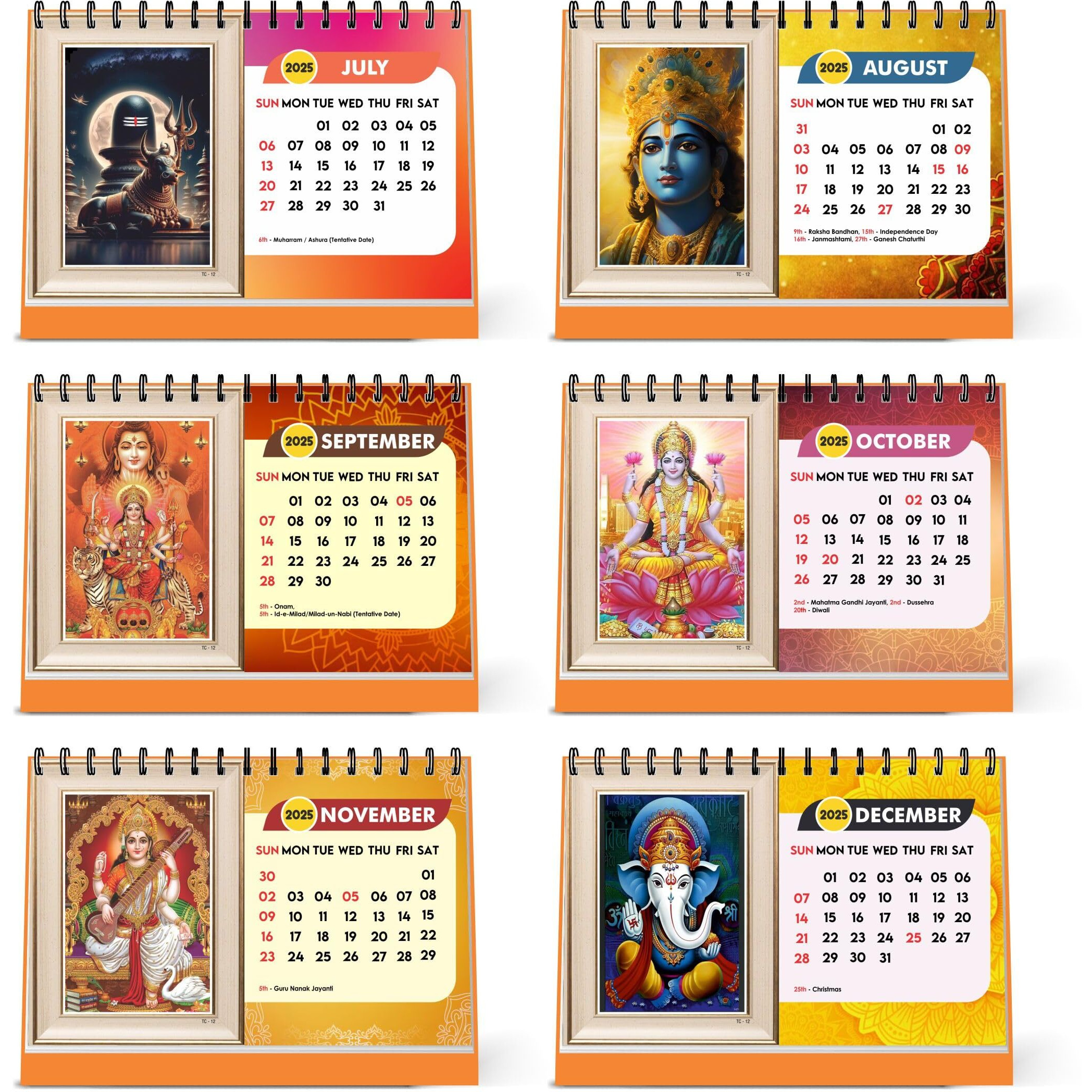 ESCAPER All Hindu God Desk Calendar 2025, Religious Hindu Calendar 2025, Lord Ram Calendar 2025, Lord Hanuman Calendar 2025, Laddu Gopal Calendar, Lord Ganesha Calendar 2025