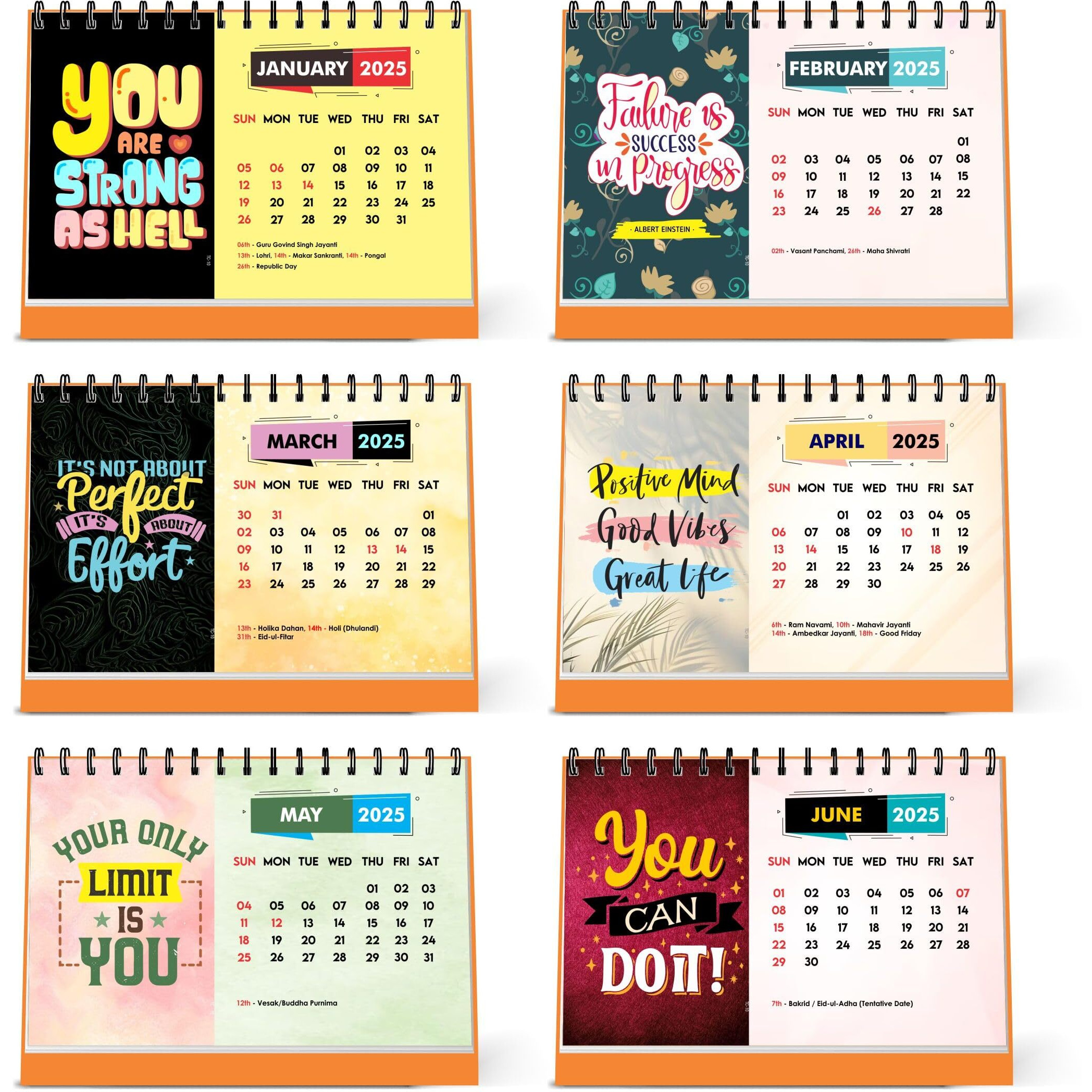 ESCAPER Motivational Desk Calendar 2025 (22 x 15 cm), Table Calendar 2025, Desktop Calendar 2025, Inspirational Quotes Calendar 2025, Motivational Calendar for Desk, New Year Calendar 2025
