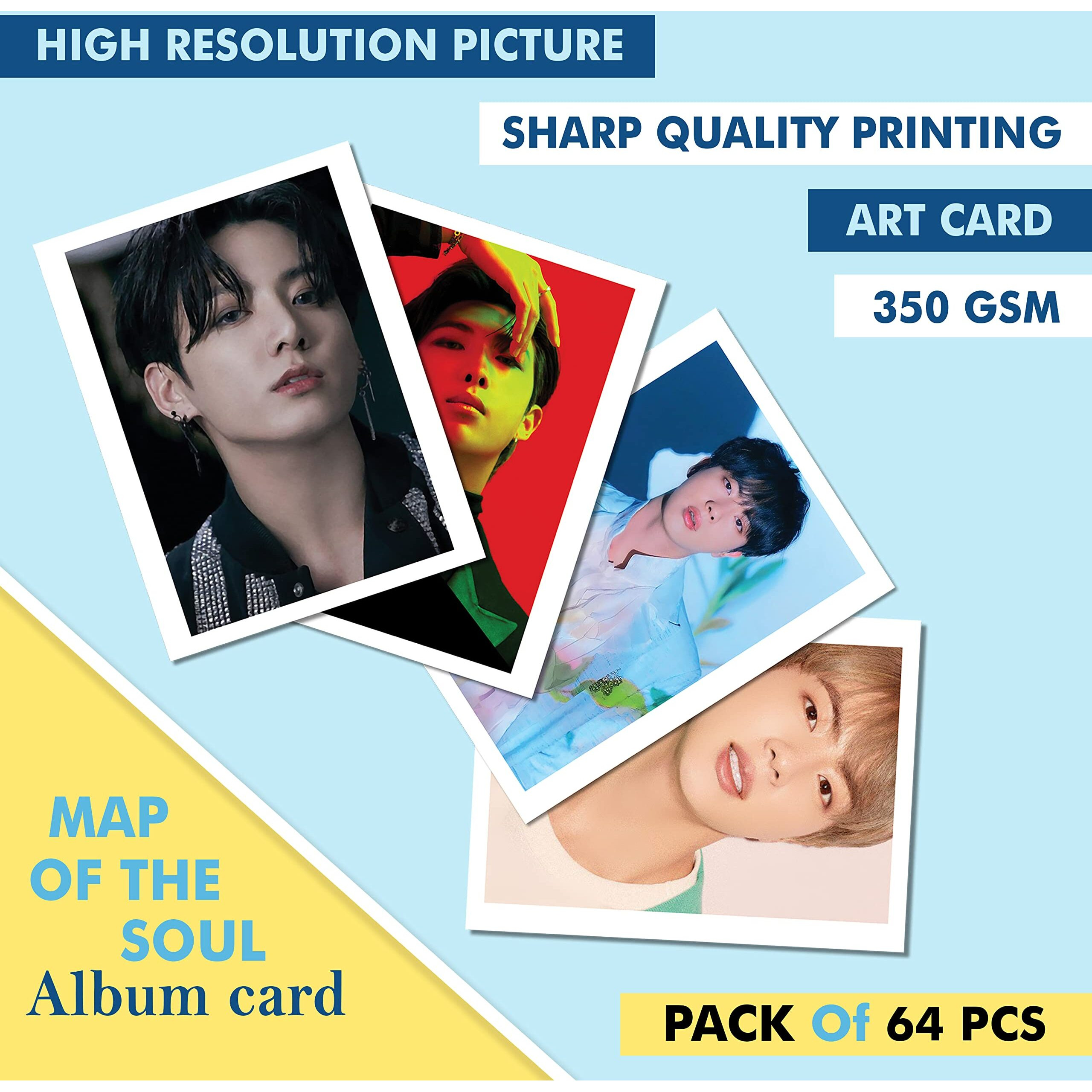 Creative Decker Bts Albums Map Of The Soul Photocard (Set Of 64) Premium Photocards, Merch For Journal Supplies, Scrapbooking, Collection For All Occasion(Size-4 Inch  3 Inch)