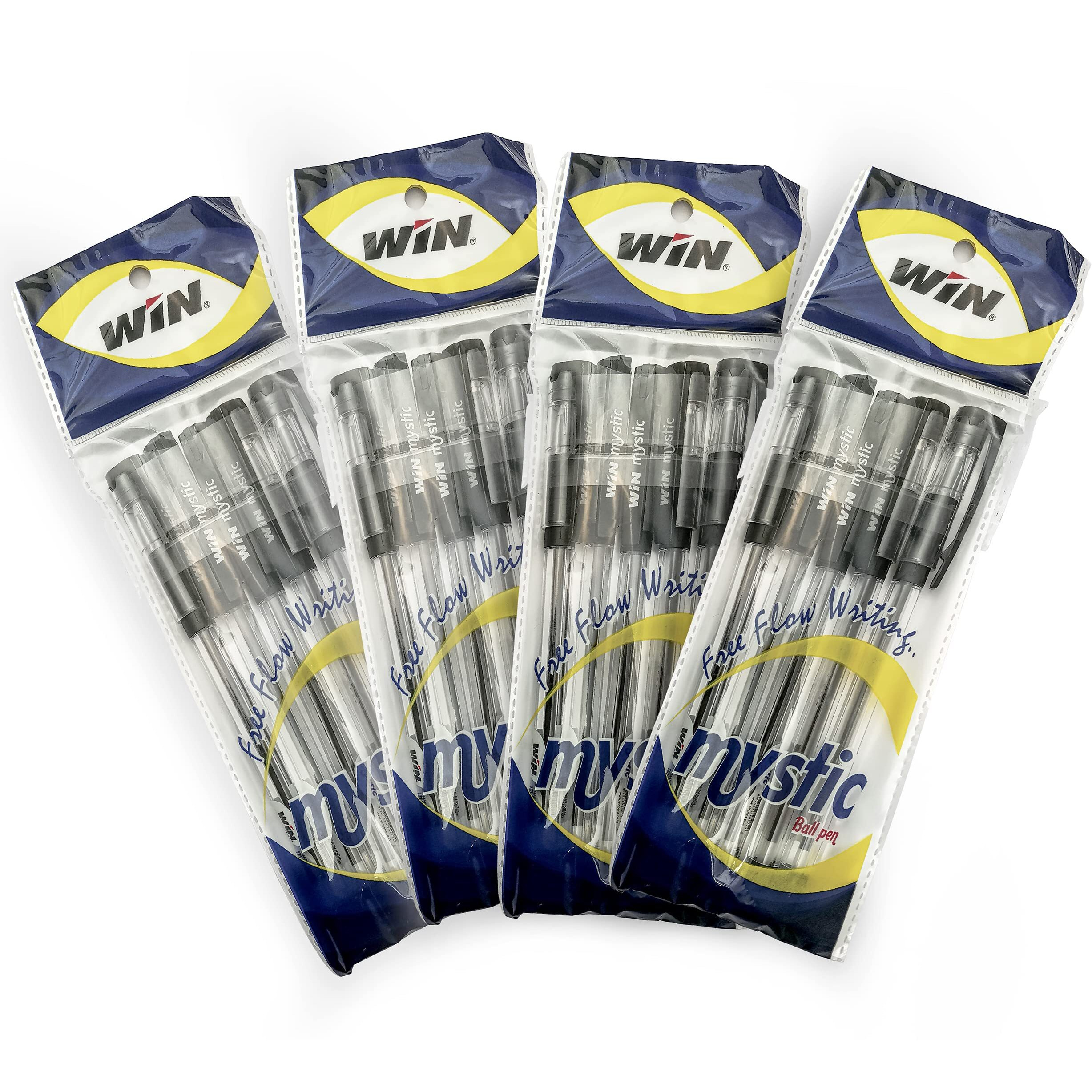 WIN Mystic Ball Pens Set | 20 Black Ink Pens | Comfortable Grip | Smooth Ink Flow | 0.7mm Tip for Smooth Writing | Pens for Students | Ideal for School, Office & Business Use