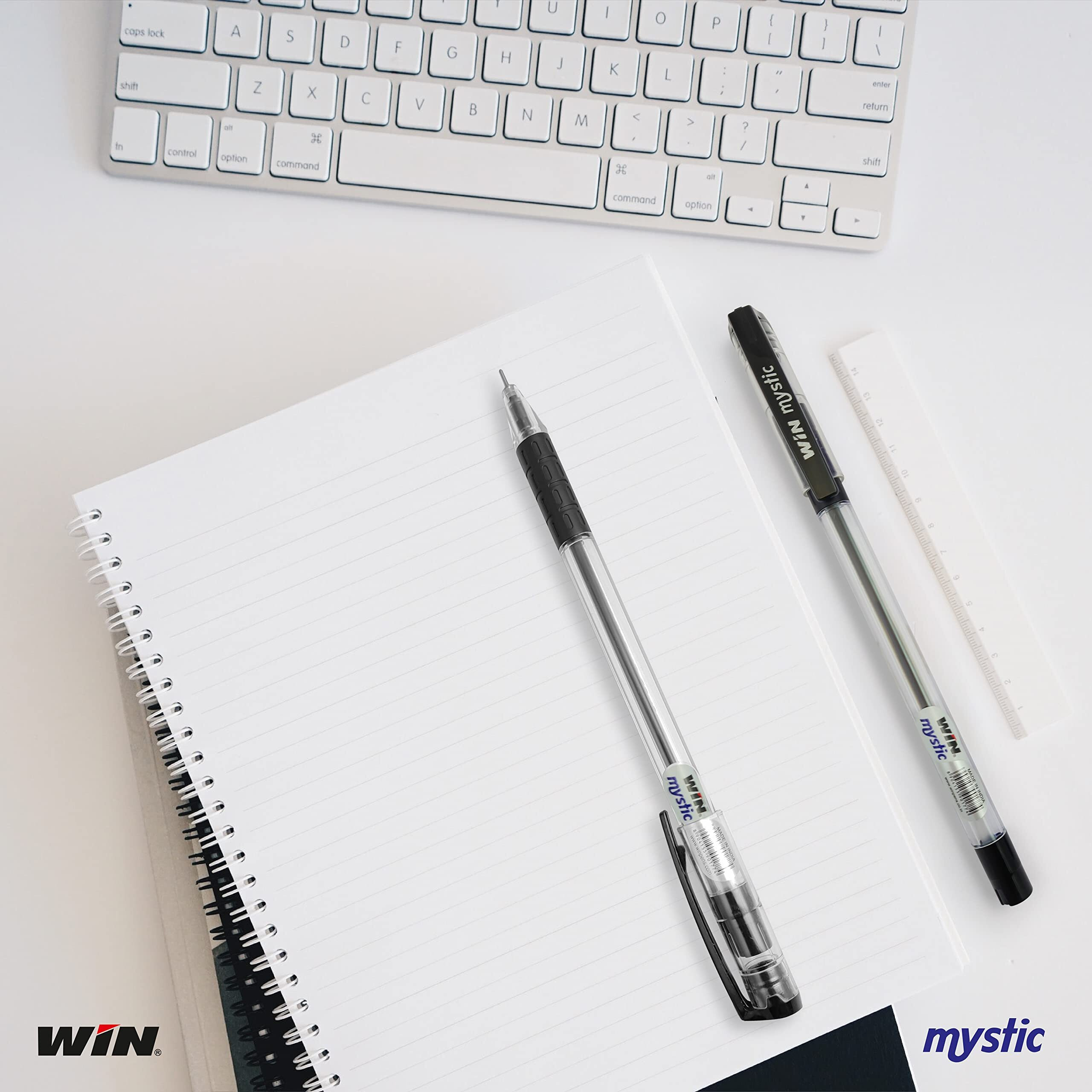 WIN Mystic Ball Pens Set | 20 Black Ink Pens | Comfortable Grip | Smooth Ink Flow | 0.7mm Tip for Smooth Writing | Pens for Students | Ideal for School, Office & Business Use