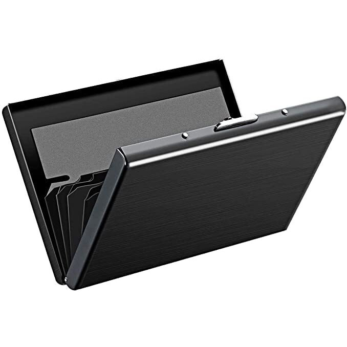 Stealodeal Black Metal Water-Resistant Stainless Steel Debit/Credit Business ATM 6 (Unisex) Card Holder (Set of 1, Black)