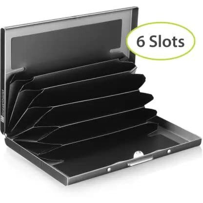 Stealodeal Black Metal Water-Resistant Stainless Steel Debit/Credit Business ATM 6 (Unisex) Card Holder (Set of 1, Black)