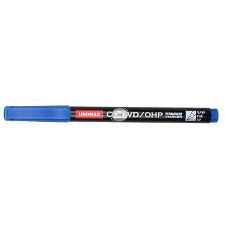 Unomax CD-DVD/OHP Permanent Marker Set of 10 (Blue) | Fine Tip Japanese Tip For Clear Marking | Marks On Most Surfaces | Unique Self Hydrating System
