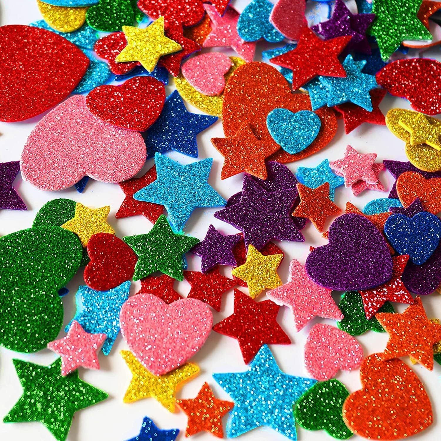 Eclet Glitter Foam Self Adhesive Smile Stickers for Art and Craft (Multicolour Medium)