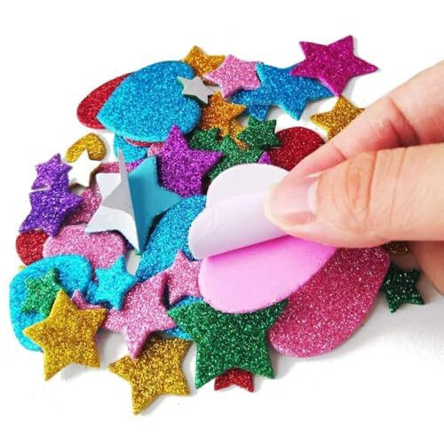 Eclet Glitter Foam Self Adhesive Smile Stickers for Art and Craft (Multicolour Medium)