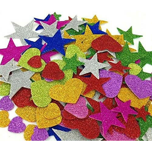 Eclet Glitter Foam Self Adhesive Smile Stickers for Art and Craft (Multicolour Medium)