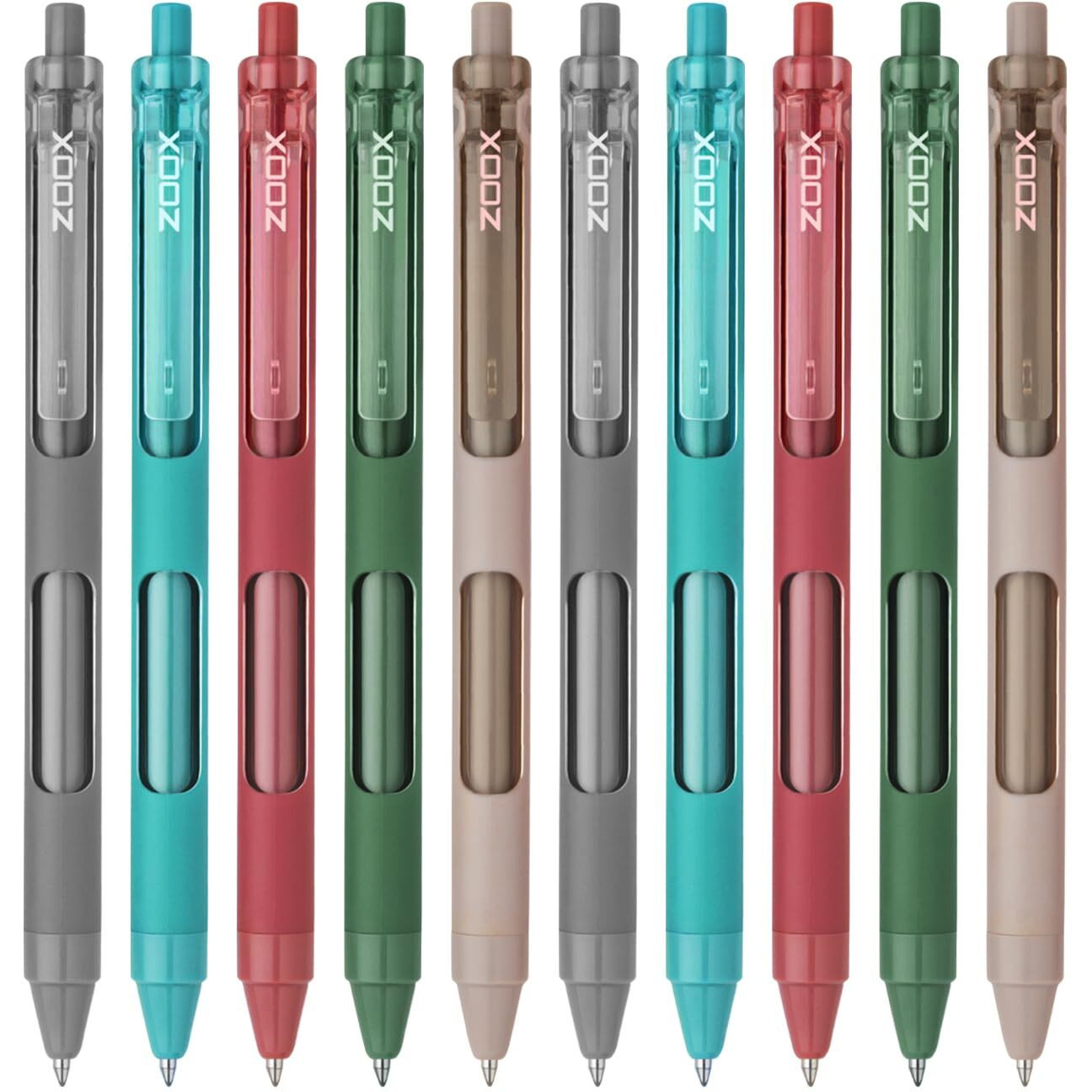 Flair Zoox F7 0.7mm Retractable Roller Gel Pen | Minimalistic Design Rubberised Body For Better Grip | Waterproof Ink For Smudge Free & Smooth Writing | Fitted With Jumbo Refill | Blue Ink, Pack of 10