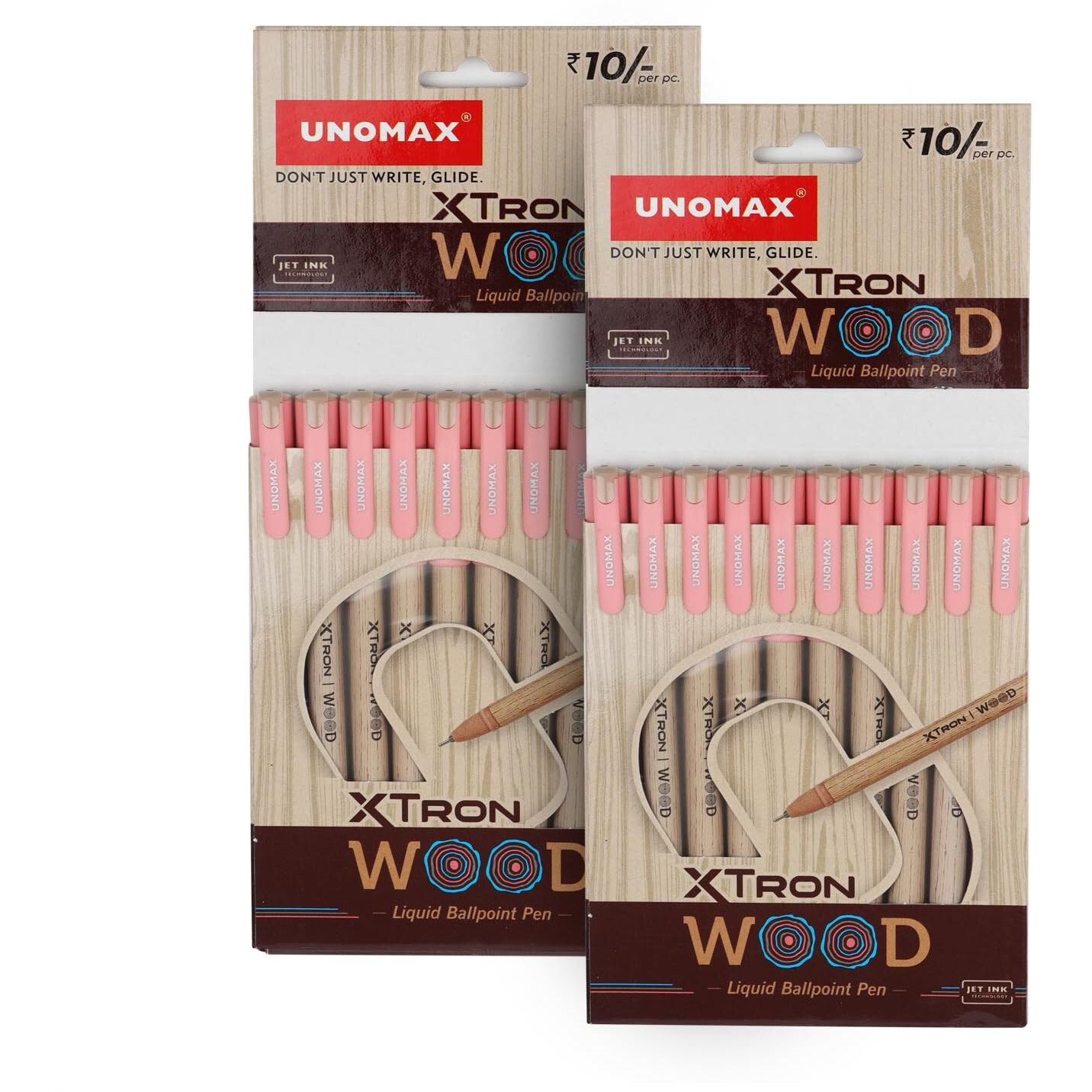 Unomax Xtron Wood Ballpen (20 Unit Hanger), Red | Wooden Finish | Precision 0.7mm Tip | Jet Ink Technology | Comfort Grip | Perfect for Professionals, Students, and Everyday Use