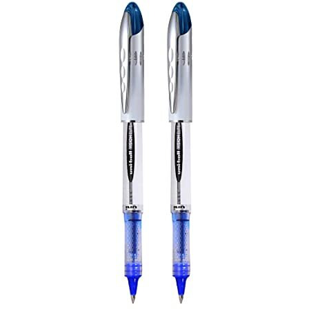 uni-ball Vision 0.7mm UB200 & UBR-90 Roller Ball Pen - Refill Combo | Blue Ink, 2 Pcs Pens with 3 Pcs Refills