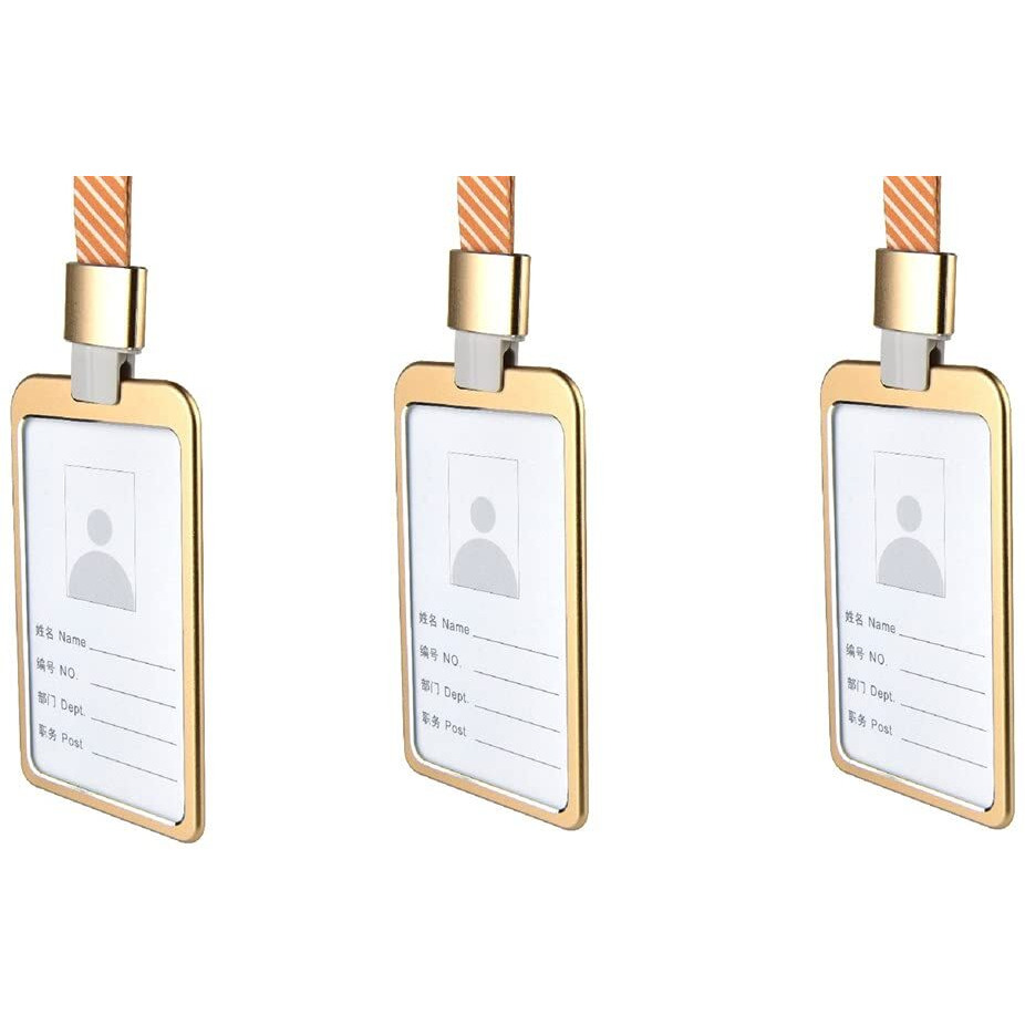 WHNOATOC id card holder for office,id card holder for women,Golden id card holder for men stylish,id card holder for school student,id card holder for office steel,office id card covers holders (Golden) PACK OF 3