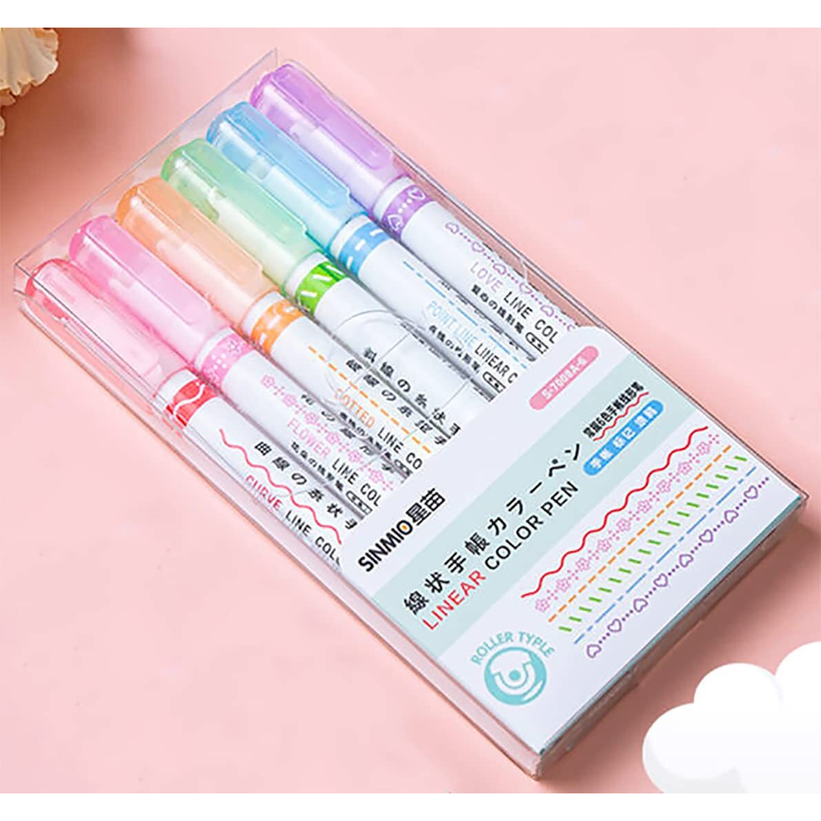 GLUN Highlighter Pen Set,6 Different Curve Markers Flowing Flair Marker, Flowing Color for School going Kids, Students For Card-decorating Coloring Books Writing Drawing Scrapbook, Multicolor