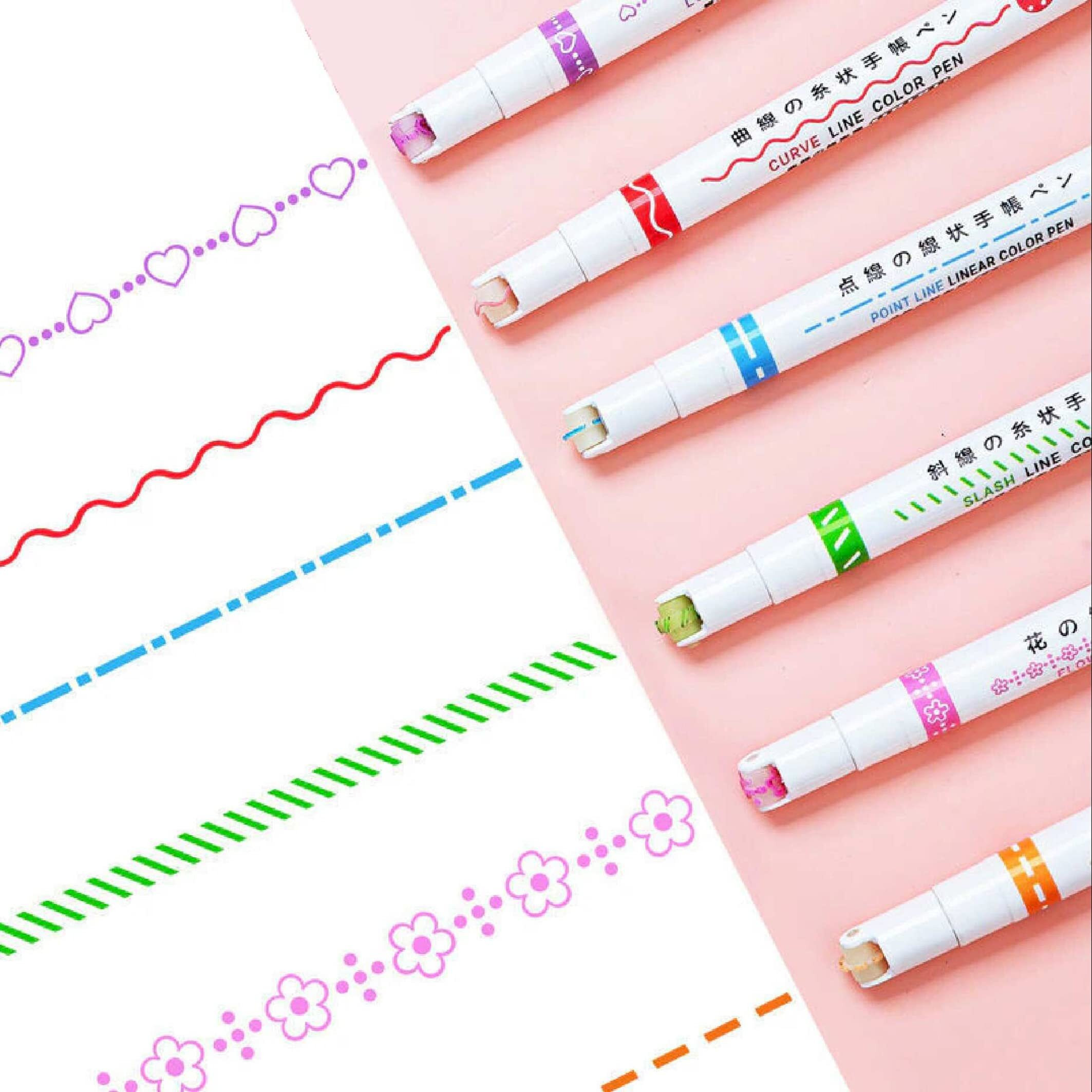 GLUN Highlighter Pen Set,6 Different Curve Markers Flowing Flair Marker, Flowing Color for School going Kids, Students For Card-decorating Coloring Books Writing Drawing Scrapbook, Multicolor