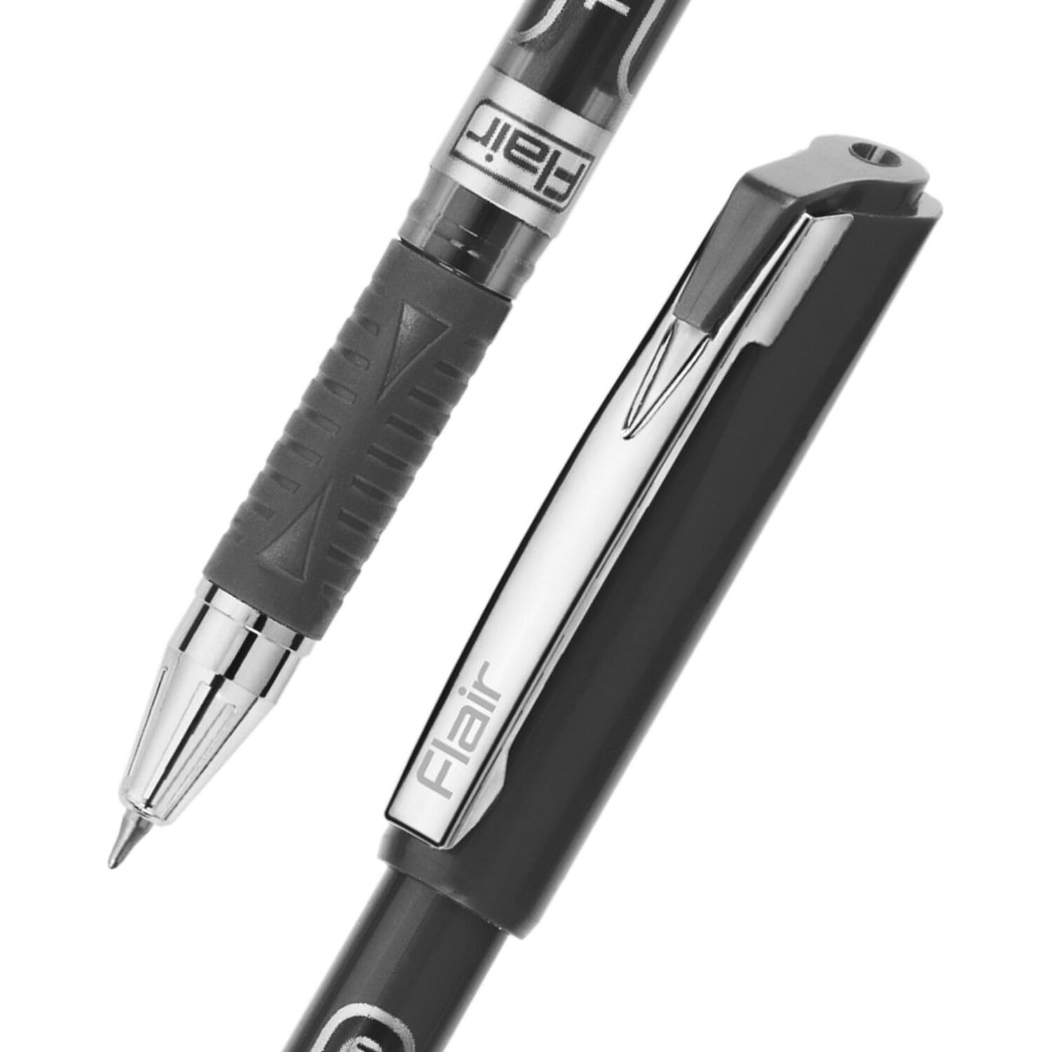 FLAIR Techno 0.5mm Gel Pen Box Pack | Japanese Waterproof Gel Ink for Smudge Free Writing | Comfortable Grip for Easy Handling | Black Ink, Pack of 10 Pens