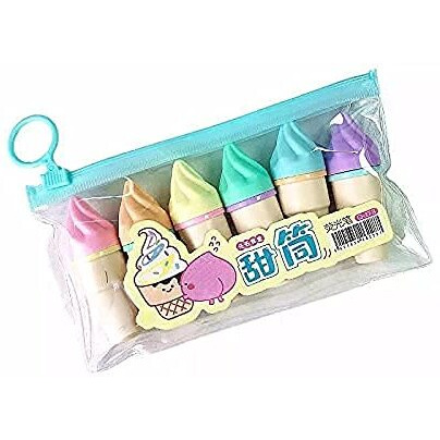 Ayat Retail Ice-cream Designer Highlighter Fine Grip Marker, Pack of 6