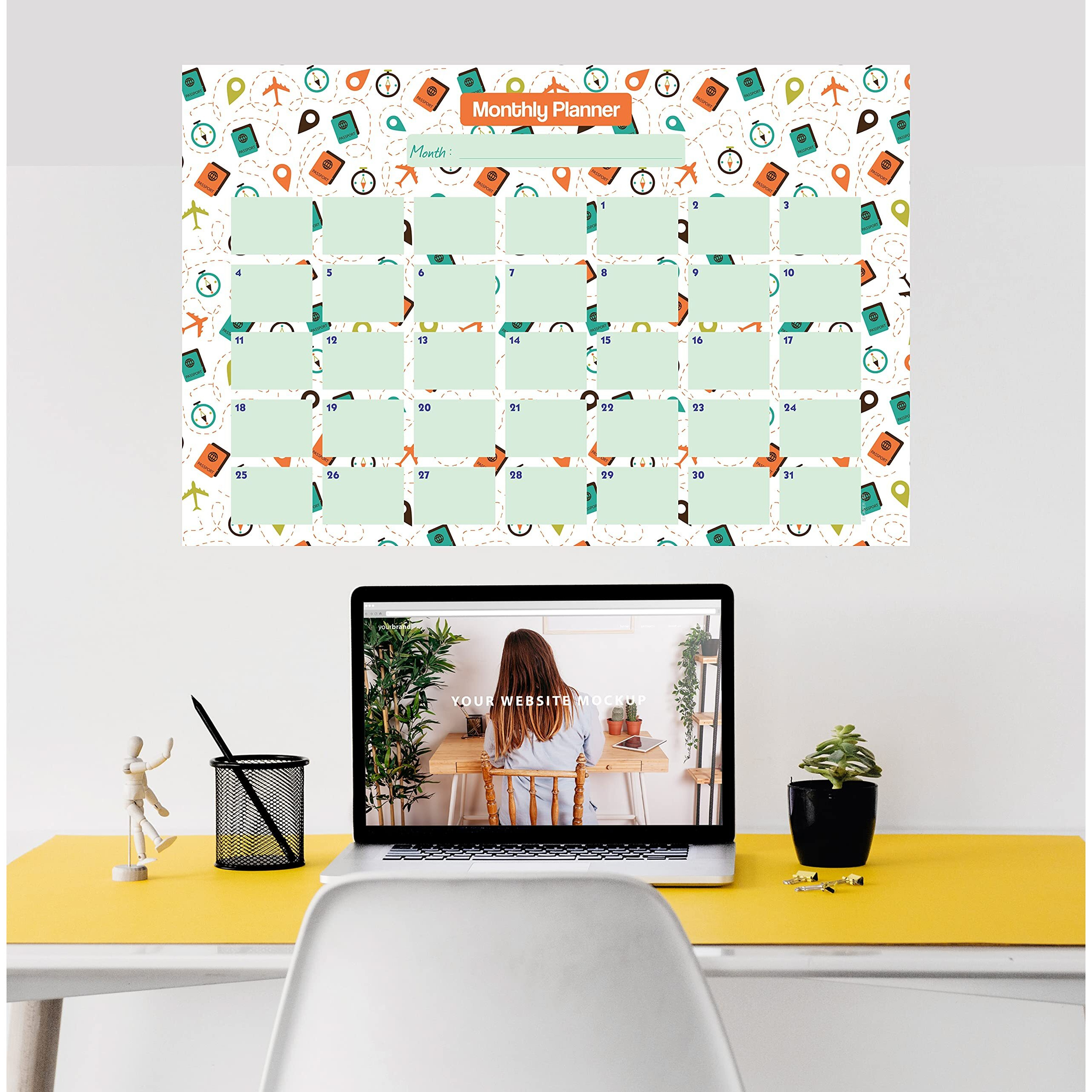 ESCAPER Travel Theme Monthly Planner Sheets - Pack of 6, A3-Sized Sheets for 6 Months of Productive Planning and Organizing