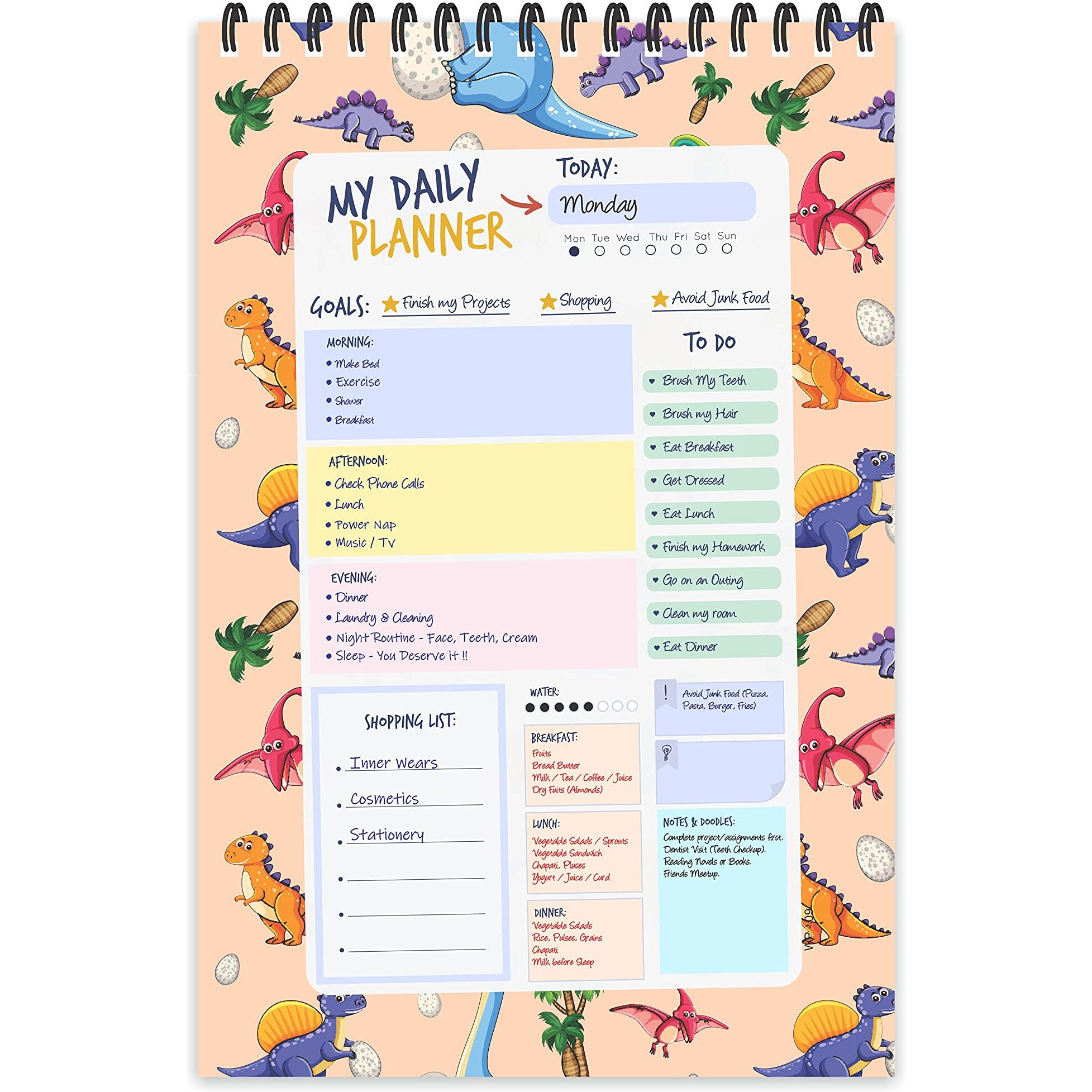 ESCAPER Dinosaurs Theme Daily Planner  Stay Organized and Inspired with A5-Sized (80 Days Plan) Planner - Perfect for Kids, Students & Creatives