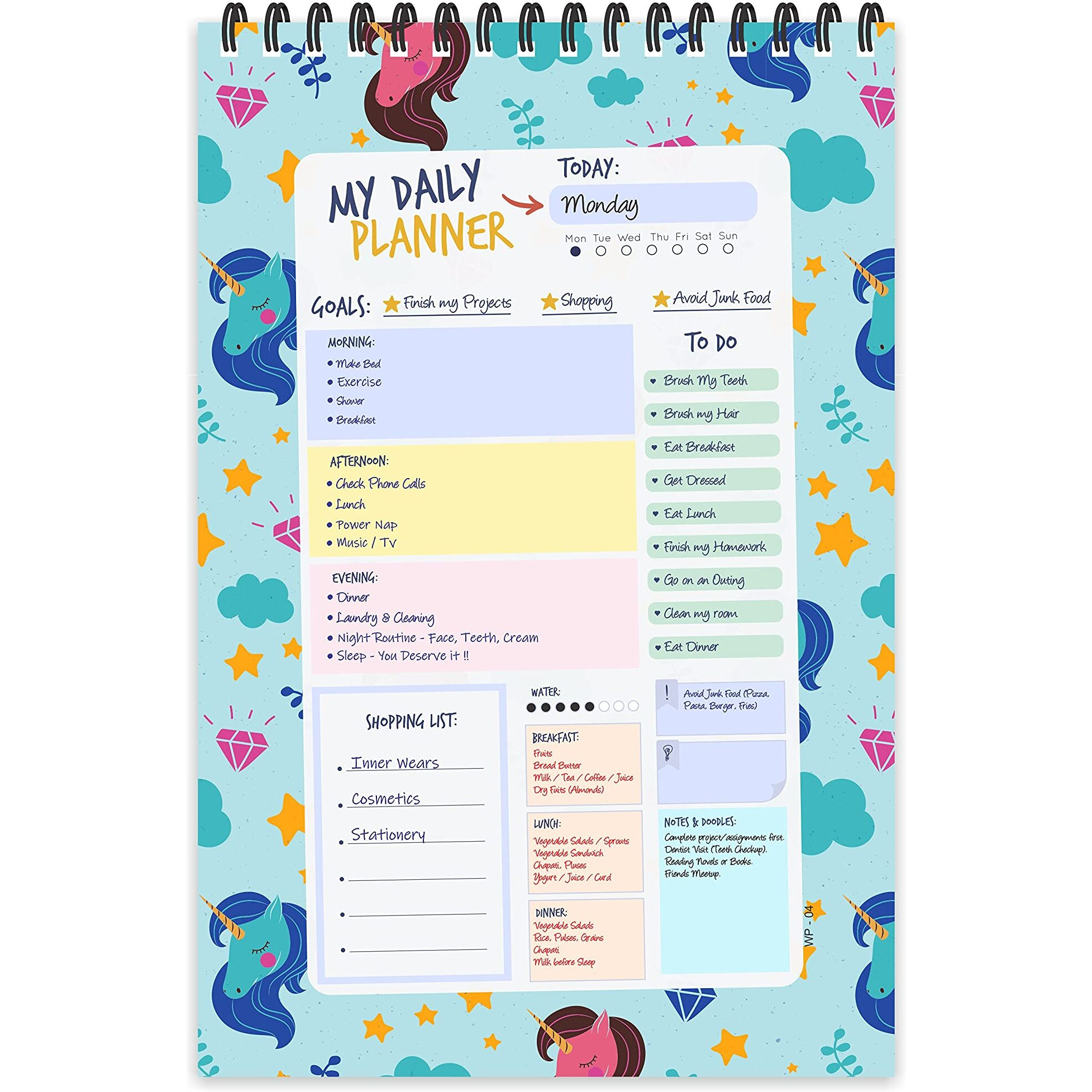 ESCAPER Unicorn Theme Daily Planner  Stay Organized and Inspired with A5-Sized (80 Days Plan) Planner - Perfect for Kids, Students & Creatives