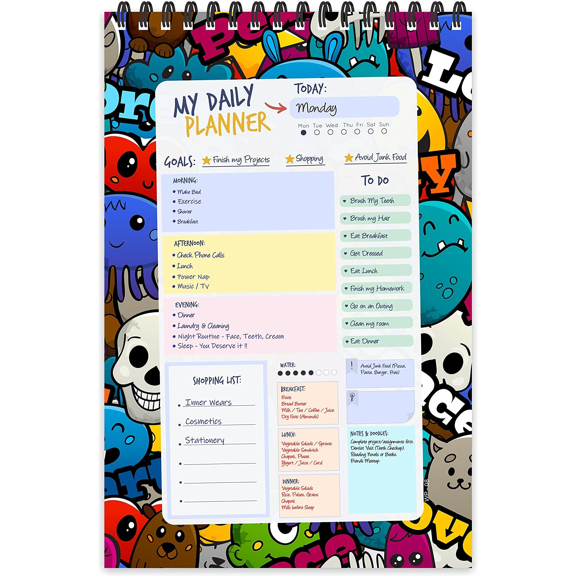 ESCAPER Graffiti Theme Daily Planner  Stay Organized and Inspired with A5-Sized (80 Days Plan) Planner - Perfect for Kids, Students & Creatives