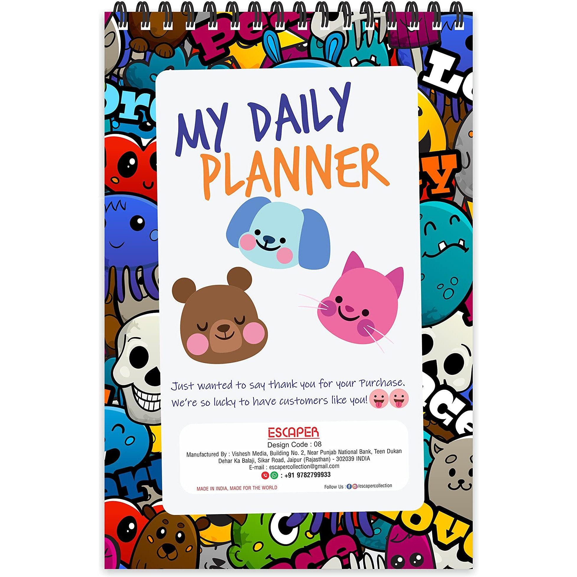 ESCAPER Graffiti Theme Daily Planner  Stay Organized and Inspired with A5-Sized (80 Days Plan) Planner - Perfect for Kids, Students & Creatives