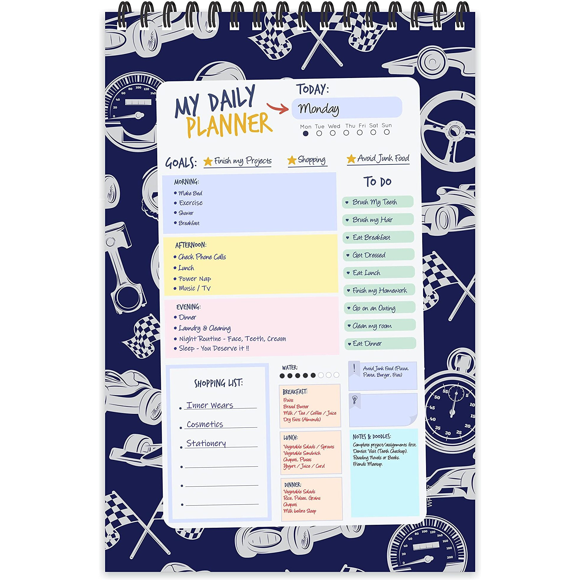 ESCAPER Vehicles Theme Daily Planner  Stay Organized and Inspired with A5-Sized (80 Days Plan) Planner - Perfect for Kids, Students & Creatives