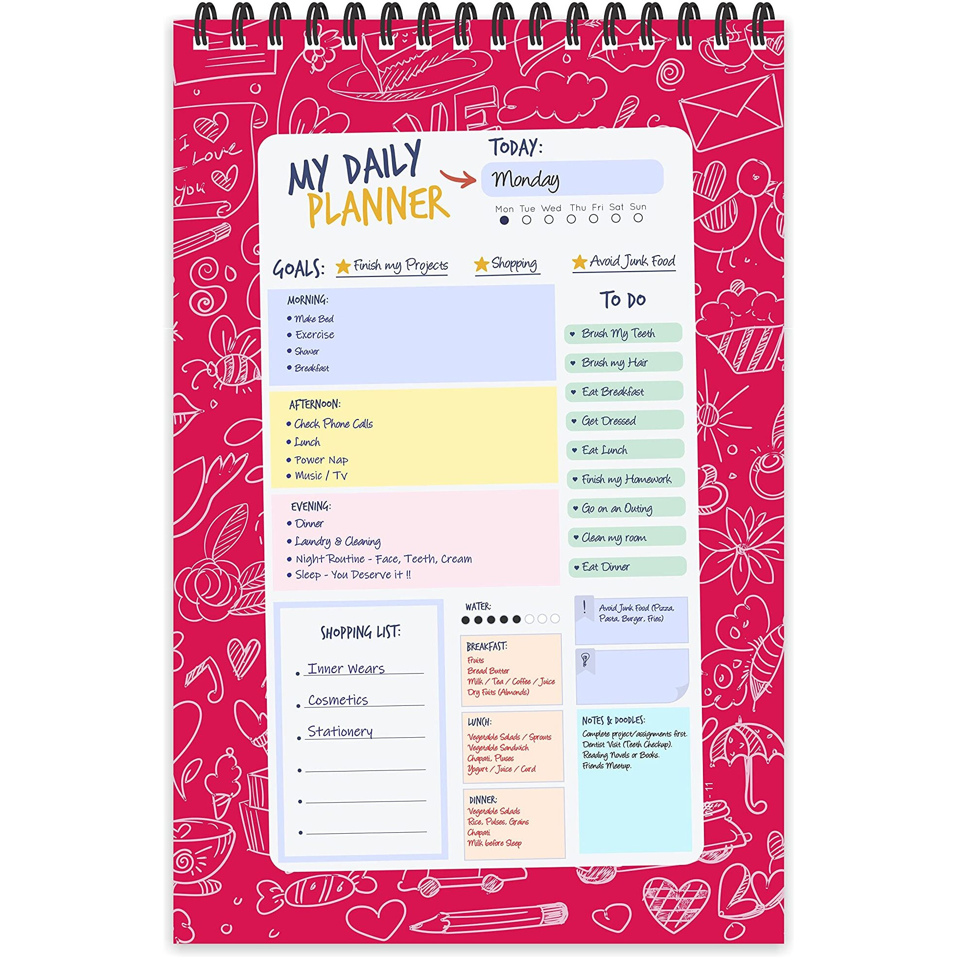 ESCAPER Love Theme Theme Daily Planner  Stay Organized and Inspired with A5-Sized (80 Days Plan) Planner - Perfect for Kids, Students & Creatives