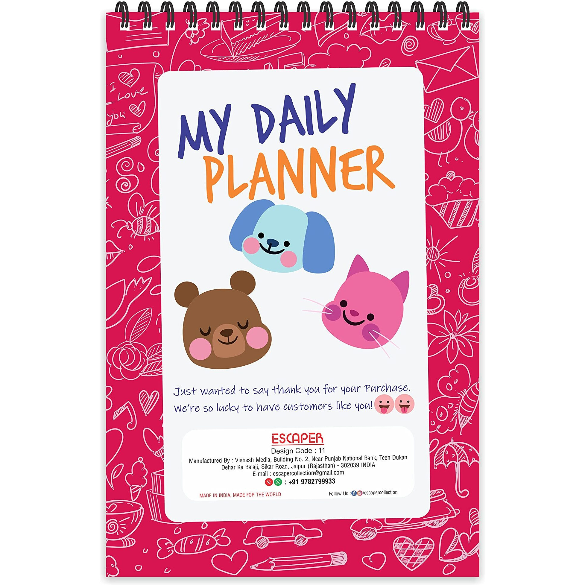 ESCAPER Love Theme Theme Daily Planner  Stay Organized and Inspired with A5-Sized (80 Days Plan) Planner - Perfect for Kids, Students & Creatives