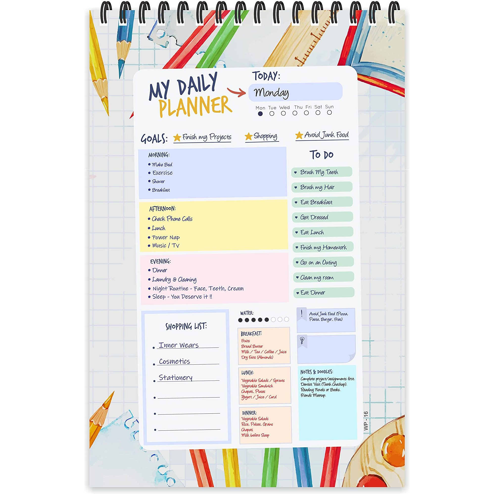 ESCAPER Back To School Theme Daily Planner  Stay Organized and Inspired with A5-Sized (80 Days Plan) Planner - Perfect for Kids, Students & Creatives