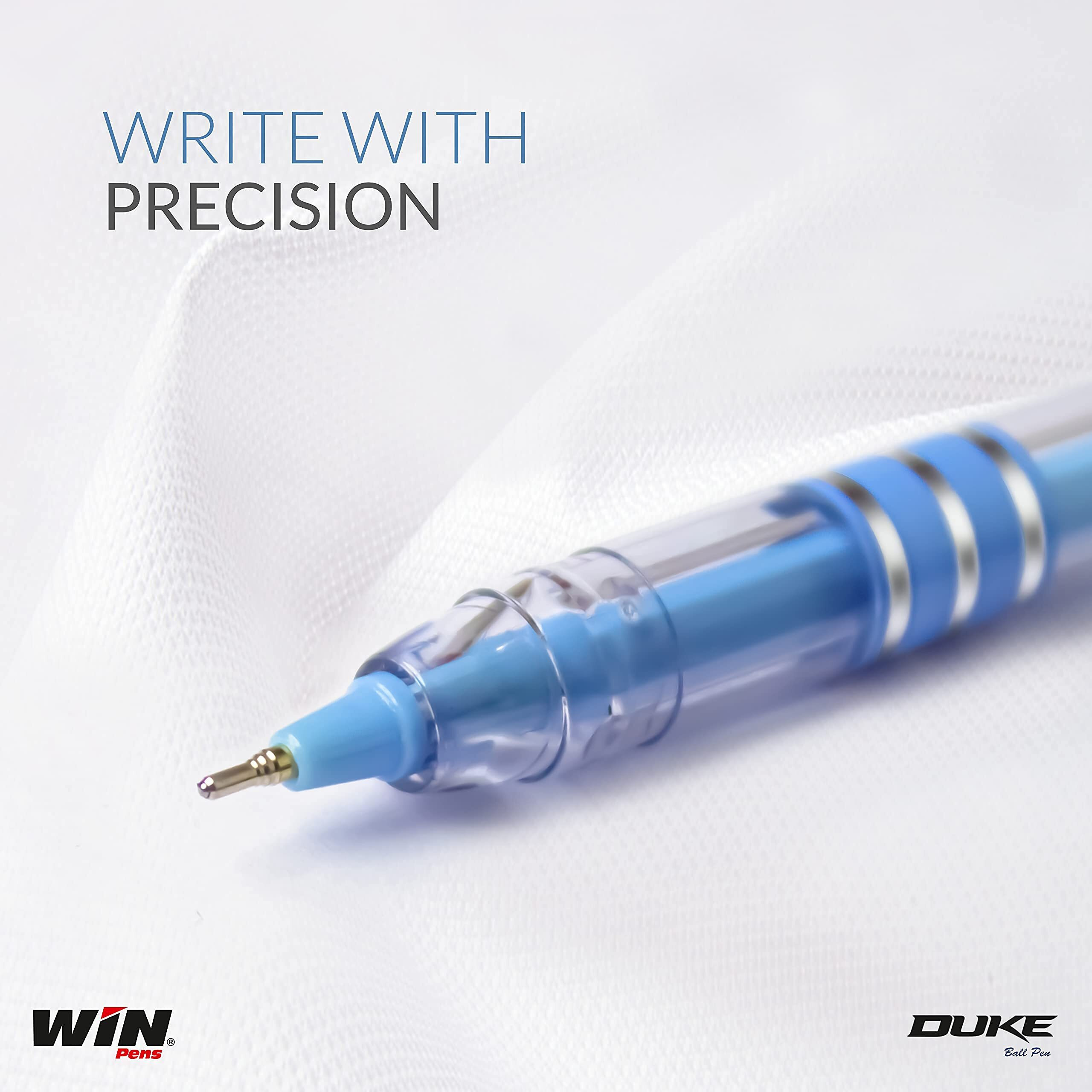 WIN Duke Ball Pens | 20 Blue Ink Pens | Assorted Pastel Colours | Ball Pens for Students | 0.7 mm Tip | Comfortable Grip for Extra Smooth Writing | Ideal for School Office & Business | Stick Pen Set