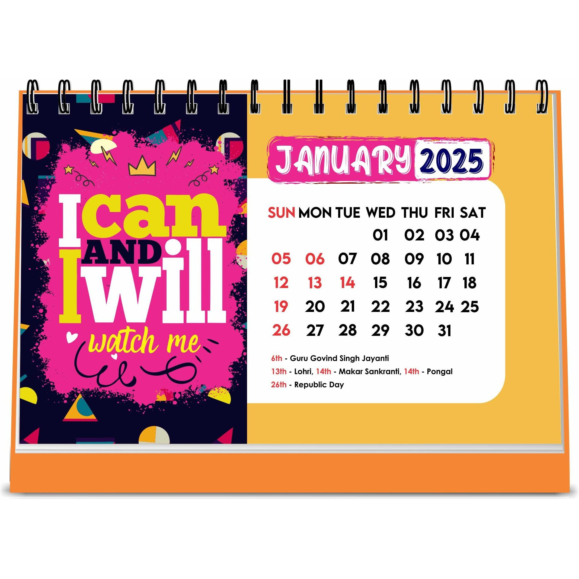 ESCAPER Motivational Desk Calendar 2025 (22 x 15 cm), Table Calendar 2025, Desktop Calendar 2025, Inspirational Quotes Calendar 2025, Motivational Calendar for Desk, New Year Calendar 2025