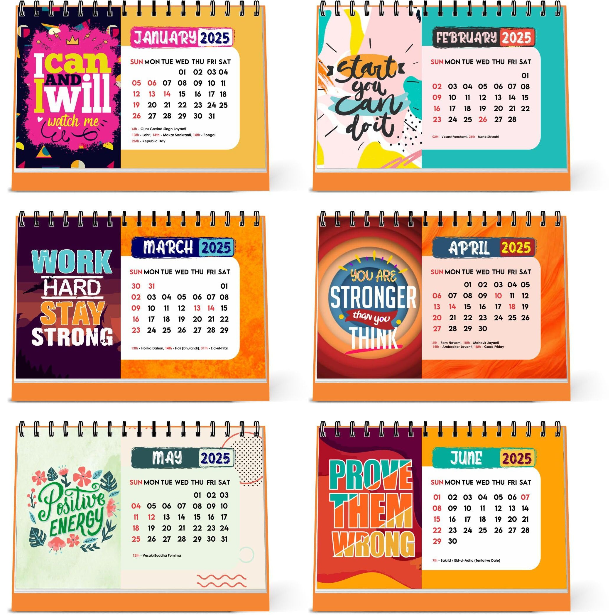 ESCAPER Motivational Desk Calendar 2025 (22 x 15 cm), Table Calendar 2025, Desktop Calendar 2025, Inspirational Quotes Calendar 2025, Motivational Calendar for Desk, New Year Calendar 2025
