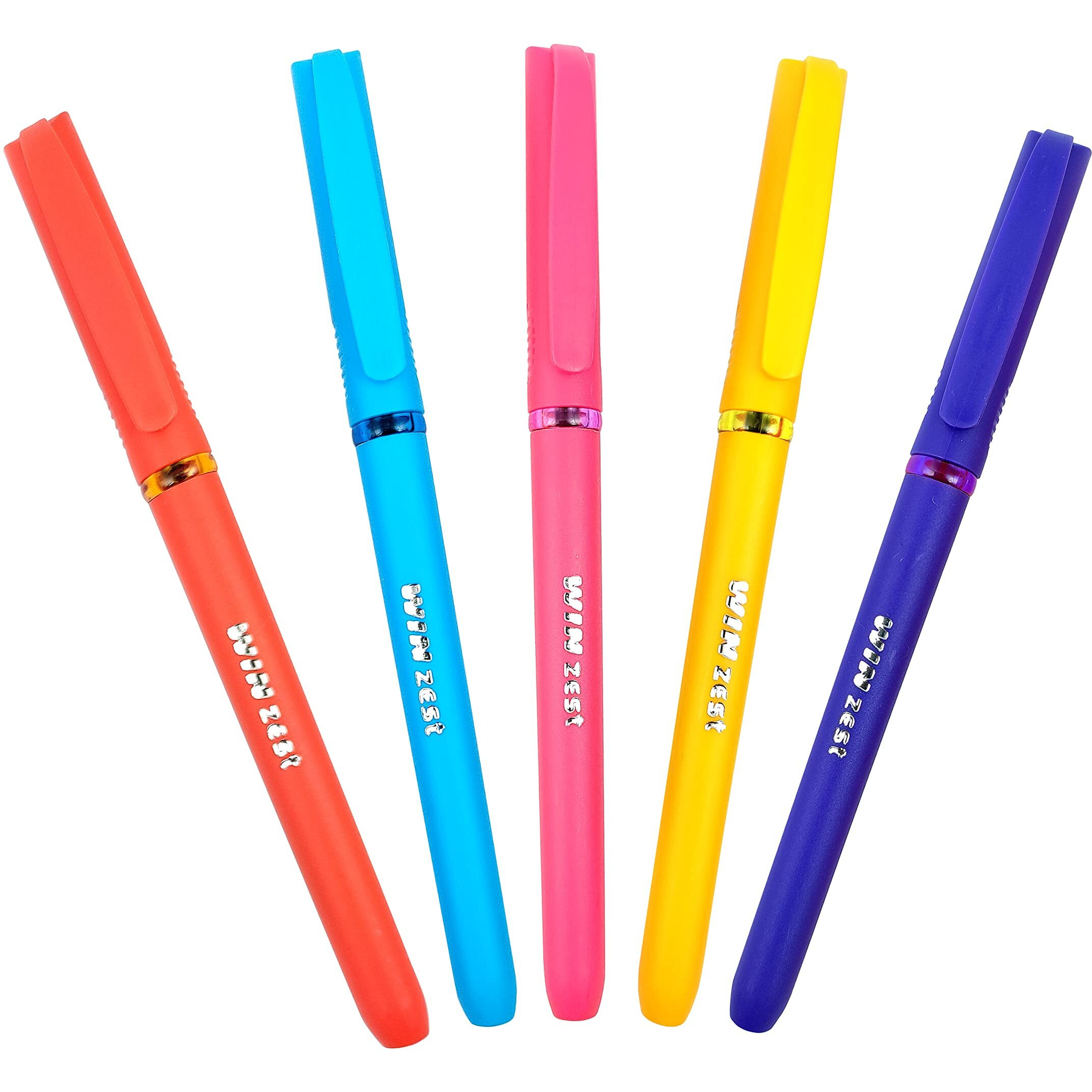 WIN Zest Ball Pens | 40 Blue Ink Pens | 0.7 mm Tip | Easy Flow of Ink | Set of Different Body Colours | Fast Writing | School, Office & Business Use | Stationery Items | Pens for Students