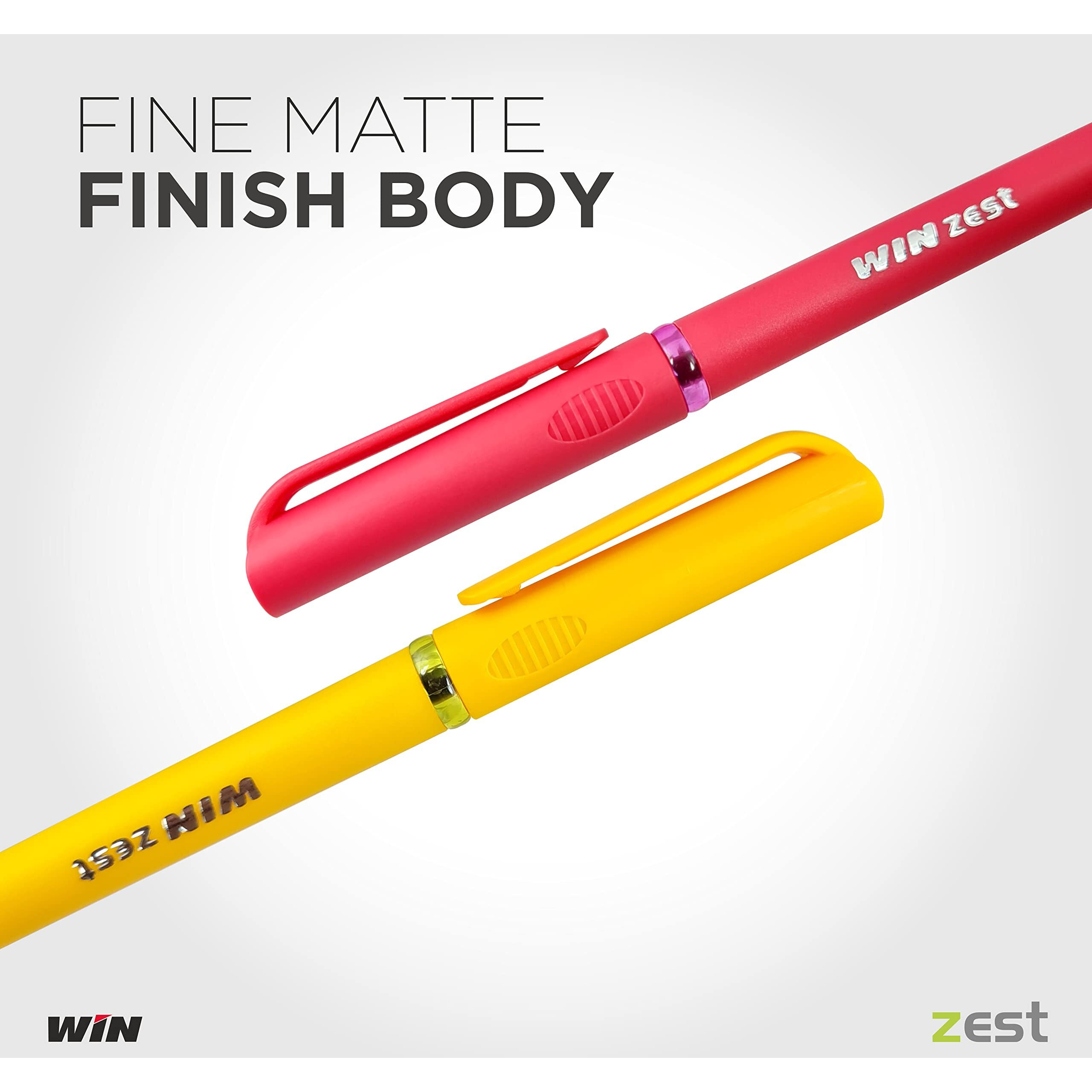 WIN Zest Ball Pens | 40 Blue Ink Pens | 0.7 mm Tip | Easy Flow of Ink | Set of Different Body Colours | Fast Writing | School, Office & Business Use | Stationery Items | Pens for Students
