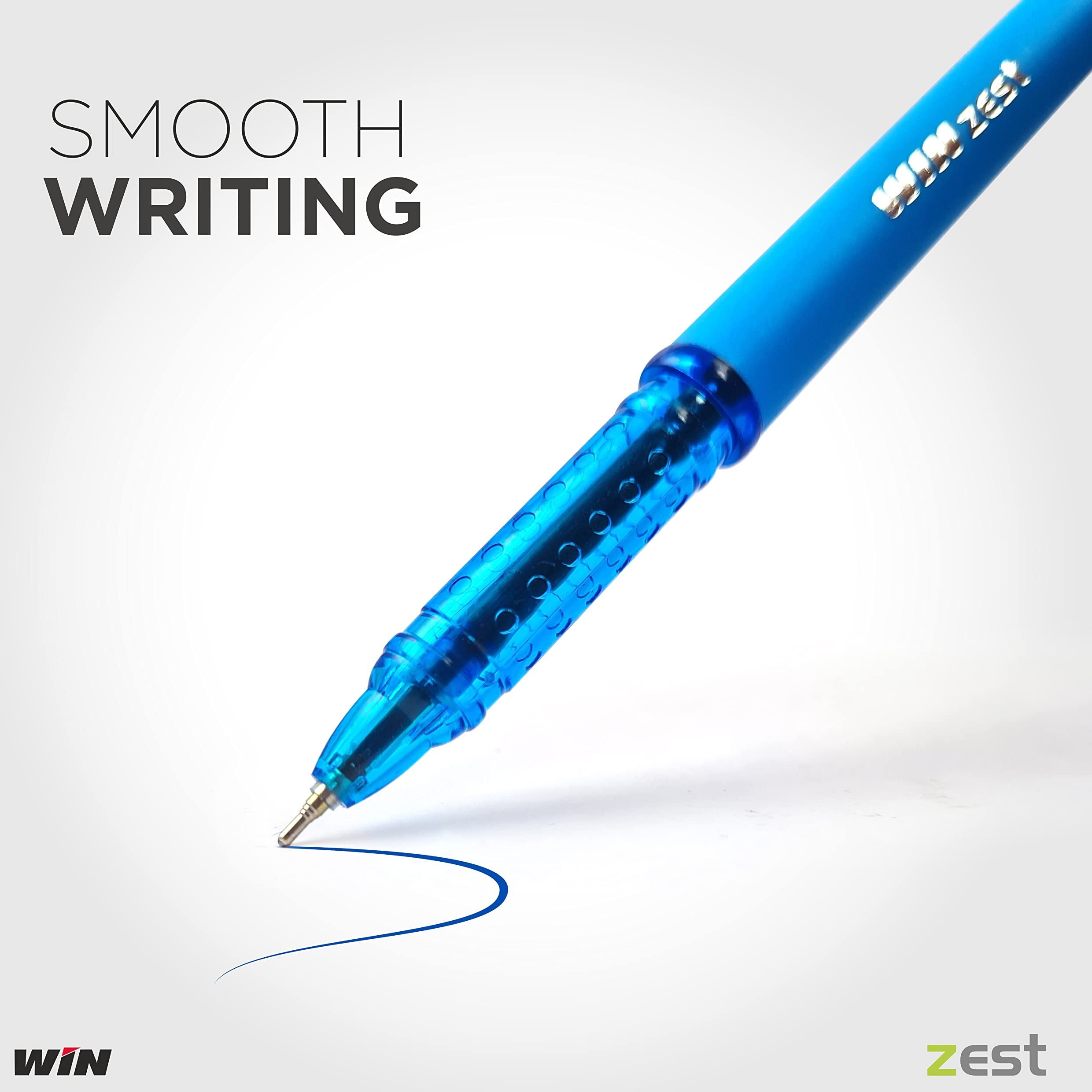 WIN Zest Ball Pens | 40 Blue Ink Pens | 0.7 mm Tip | Easy Flow of Ink | Set of Different Body Colours | Fast Writing | School, Office & Business Use | Stationery Items | Pens for Students