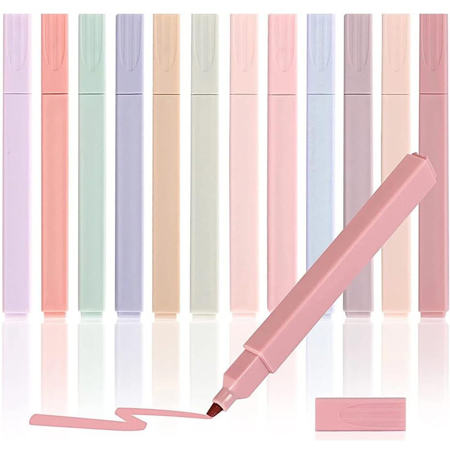 Penny Wise | Modern Pastel Aesthetic Bible Highlighters Set of 12 Pens | Light Shades Bleed Free.