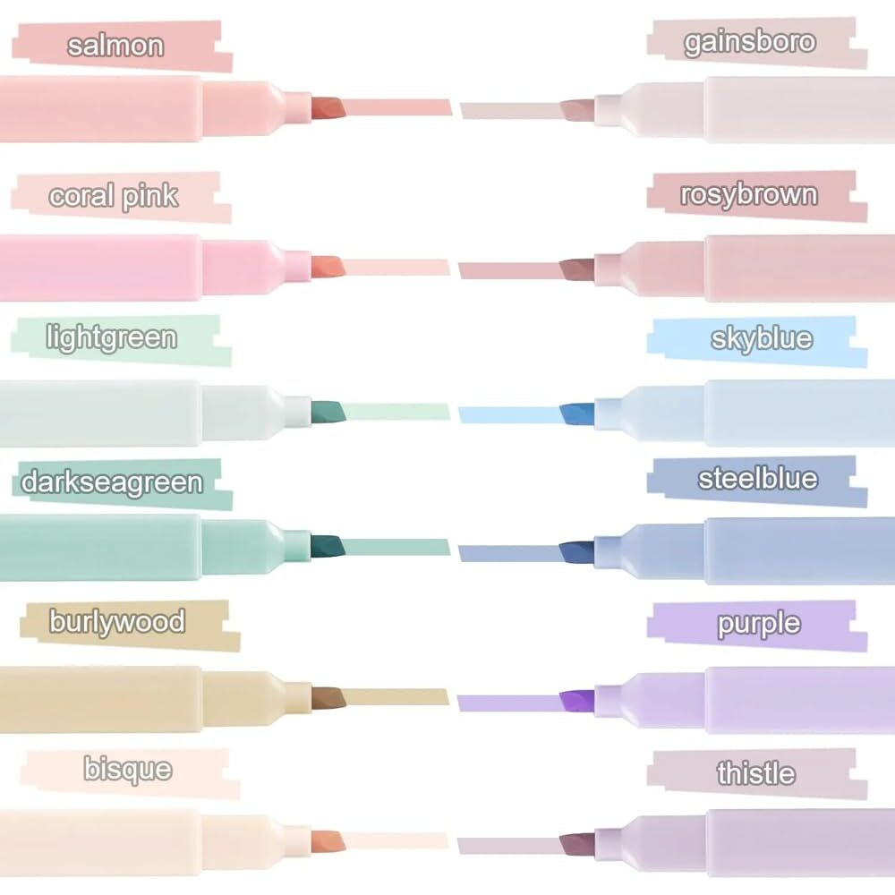 Penny Wise | Modern Pastel Aesthetic Bible Highlighters Set of 12 Pens | Light Shades Bleed Free.