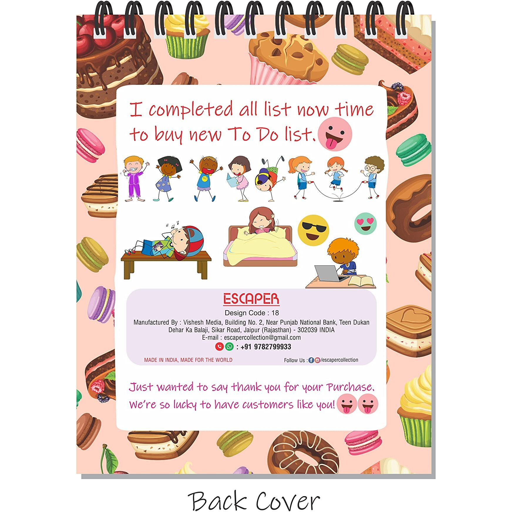 ESCAPER Junk Food Themed To-Do List Planners Keep Your Little Ones Organized and Productive (Pack of 2 - A6 Size - 80 Sheets Each)