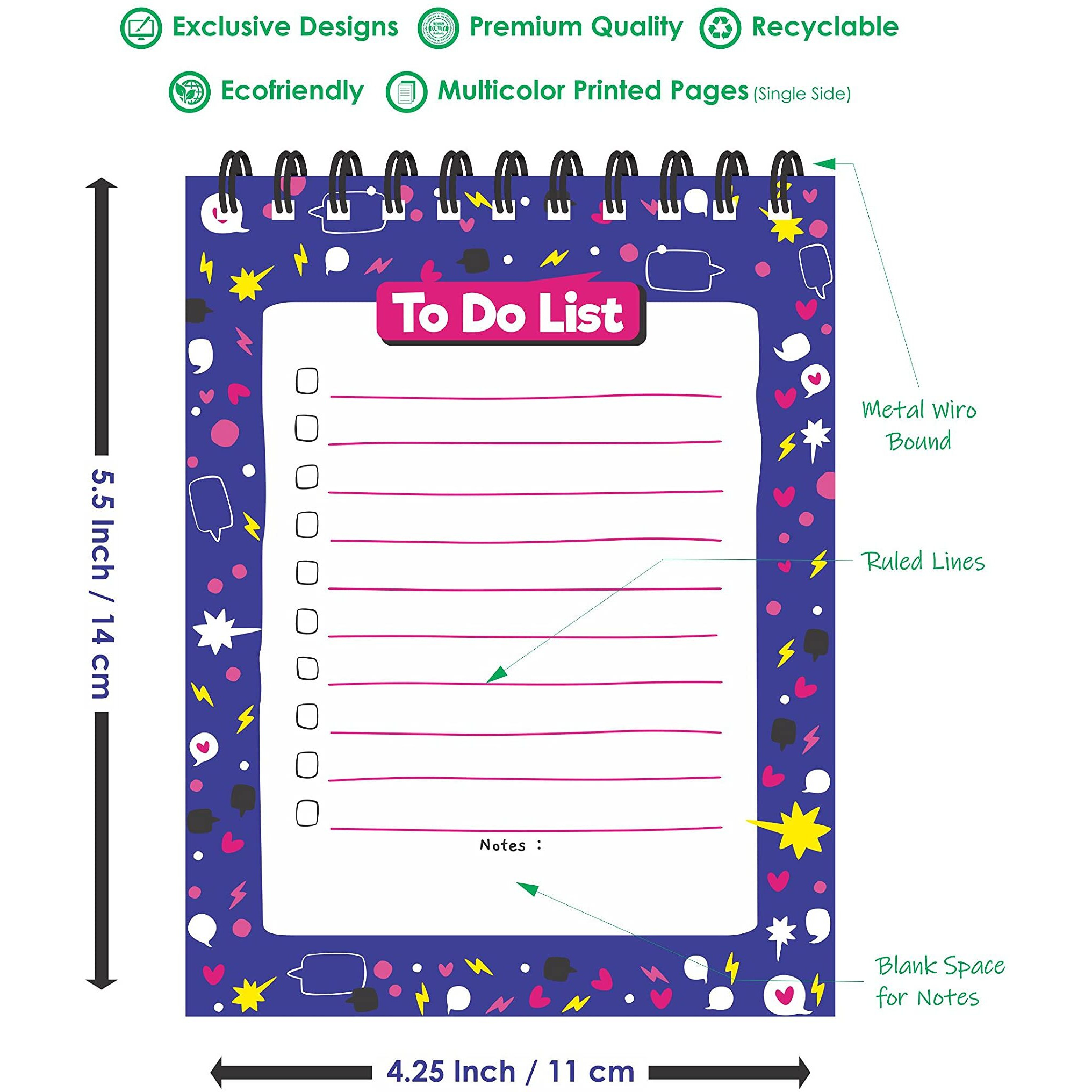 ESCAPER Junk Food Themed To-Do List Planners Keep Your Little Ones Organized and Productive (Pack of 2 - A6 Size - 80 Sheets Each)