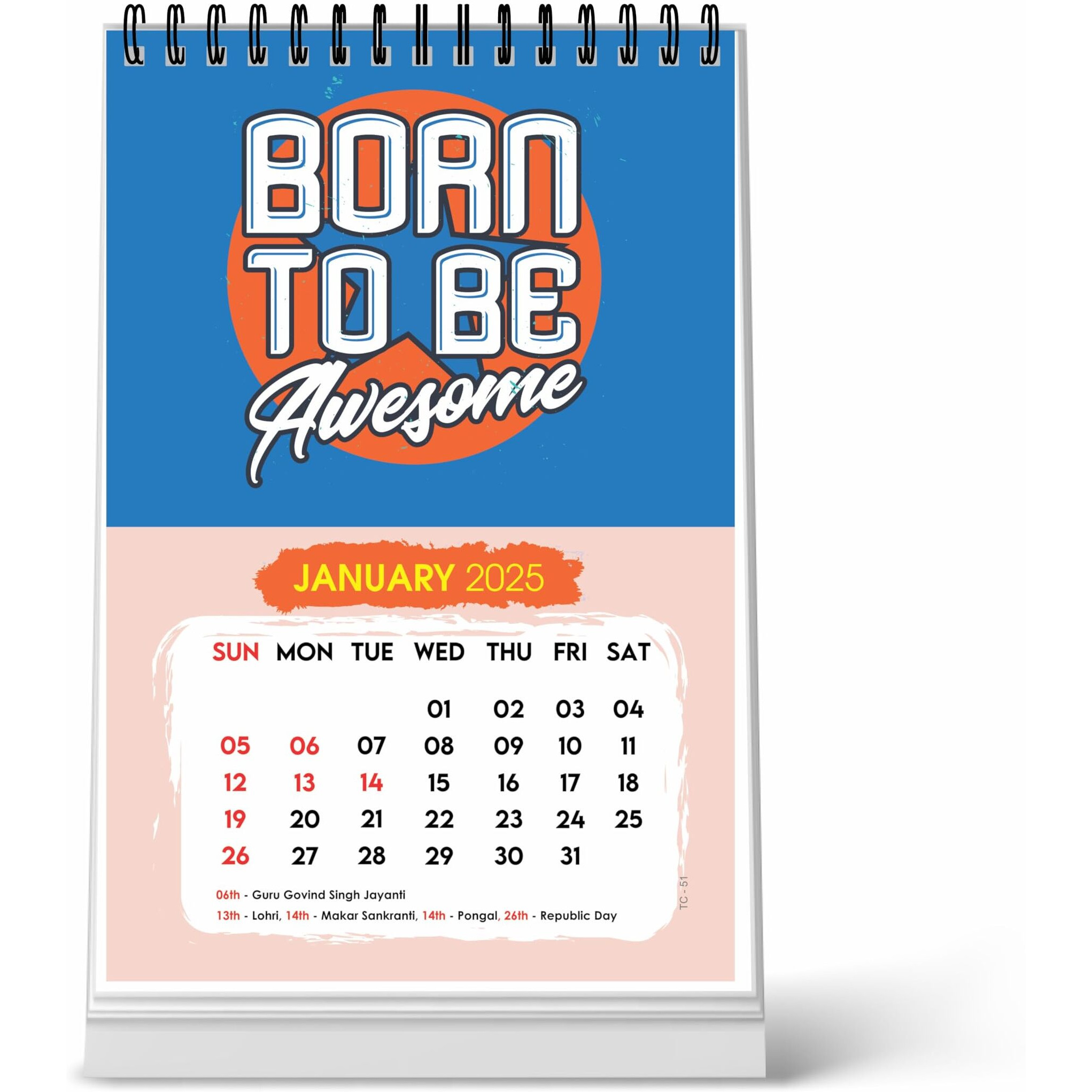 ESCAPER Motivational Desk Calendar 2025 (22 x 15 cm), Table Calendar 2025, Desktop Calendar 2025, Inspirational Desk Calendar with motivational slogans (Born Awesome, Pack of 5 Qty)