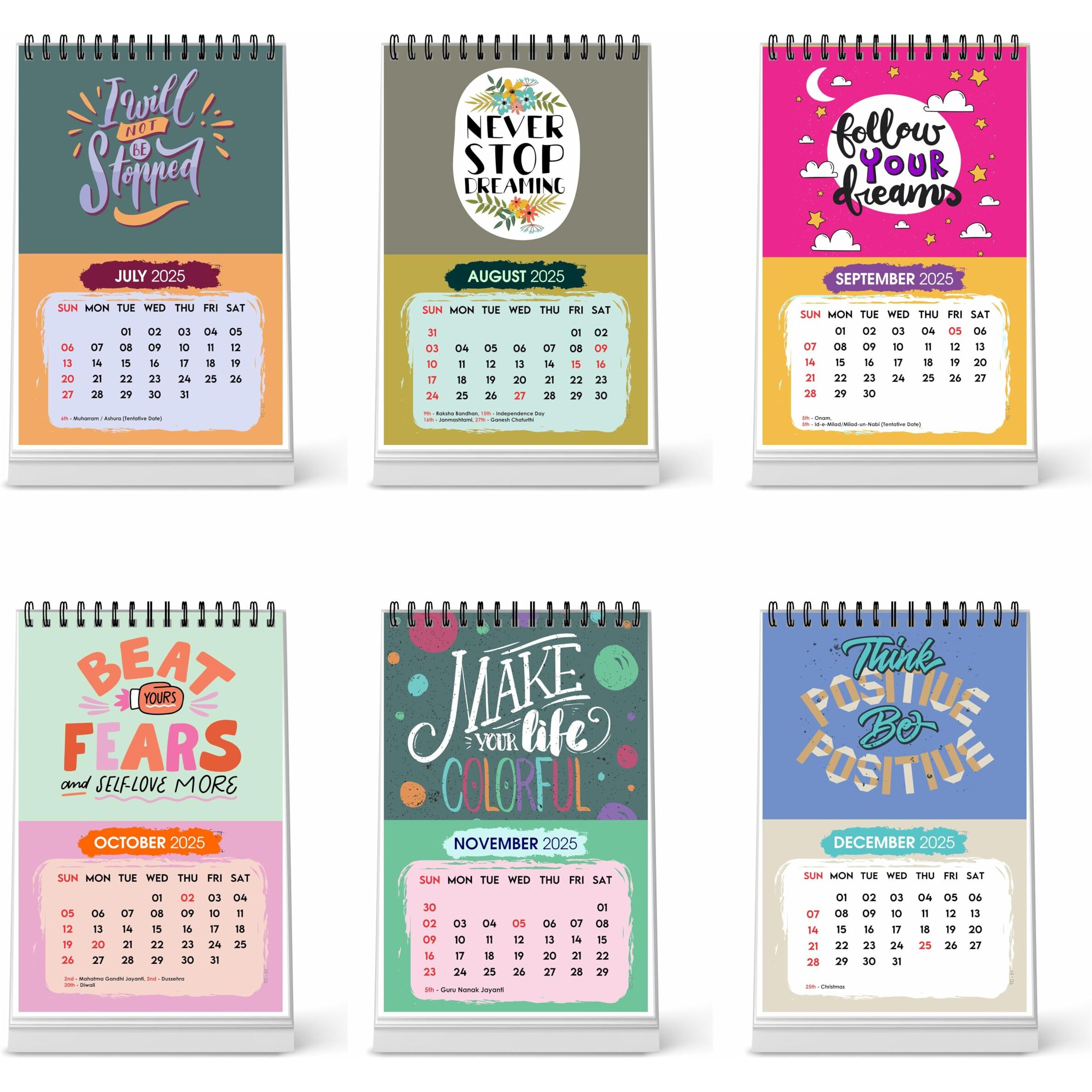 ESCAPER Motivational Desk Calendar 2025 (22 x 15 cm), Table Calendar 2025, Desktop Calendar 2025, Inspirational Desk Calendar with motivational slogans (Born Awesome, Pack of 5 Qty)