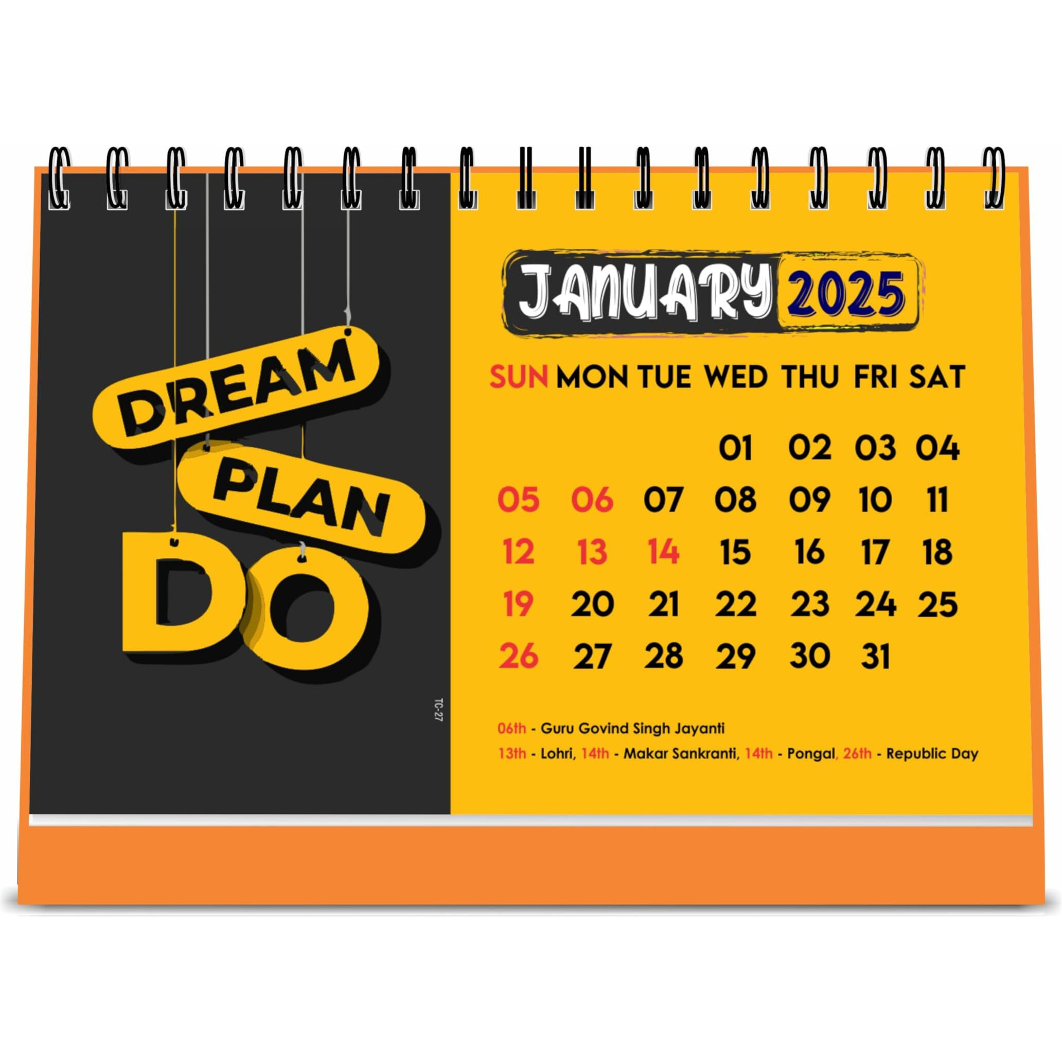 ESCAPER Dream Motivational Desk Calendar 2025 (22 x 15 cm), Table Calendar 2025, Desktop Calendar 2025, Inspirational Quotes Calendar 2025, Motivational Calendar for Desk, New Year Calendar 2025