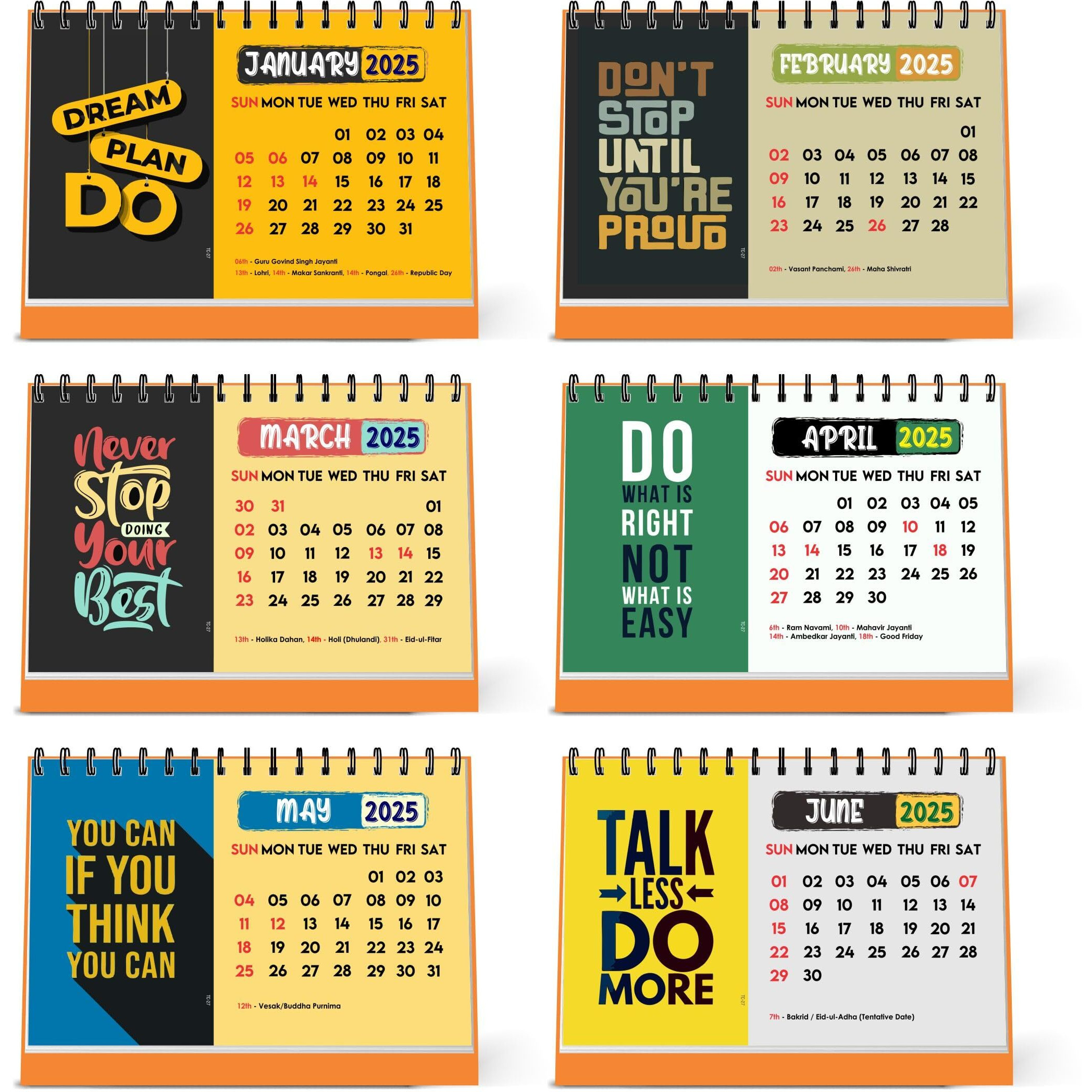 ESCAPER Dream Motivational Desk Calendar 2025 (22 x 15 cm), Table Calendar 2025, Desktop Calendar 2025, Inspirational Quotes Calendar 2025, Motivational Calendar for Desk, New Year Calendar 2025