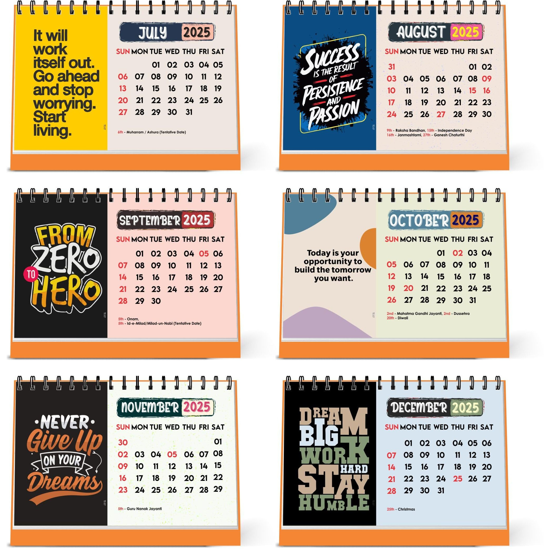ESCAPER Dream Motivational Desk Calendar 2025 (22 x 15 cm), Table Calendar 2025, Desktop Calendar 2025, Inspirational Quotes Calendar 2025, Motivational Calendar for Desk, New Year Calendar 2025