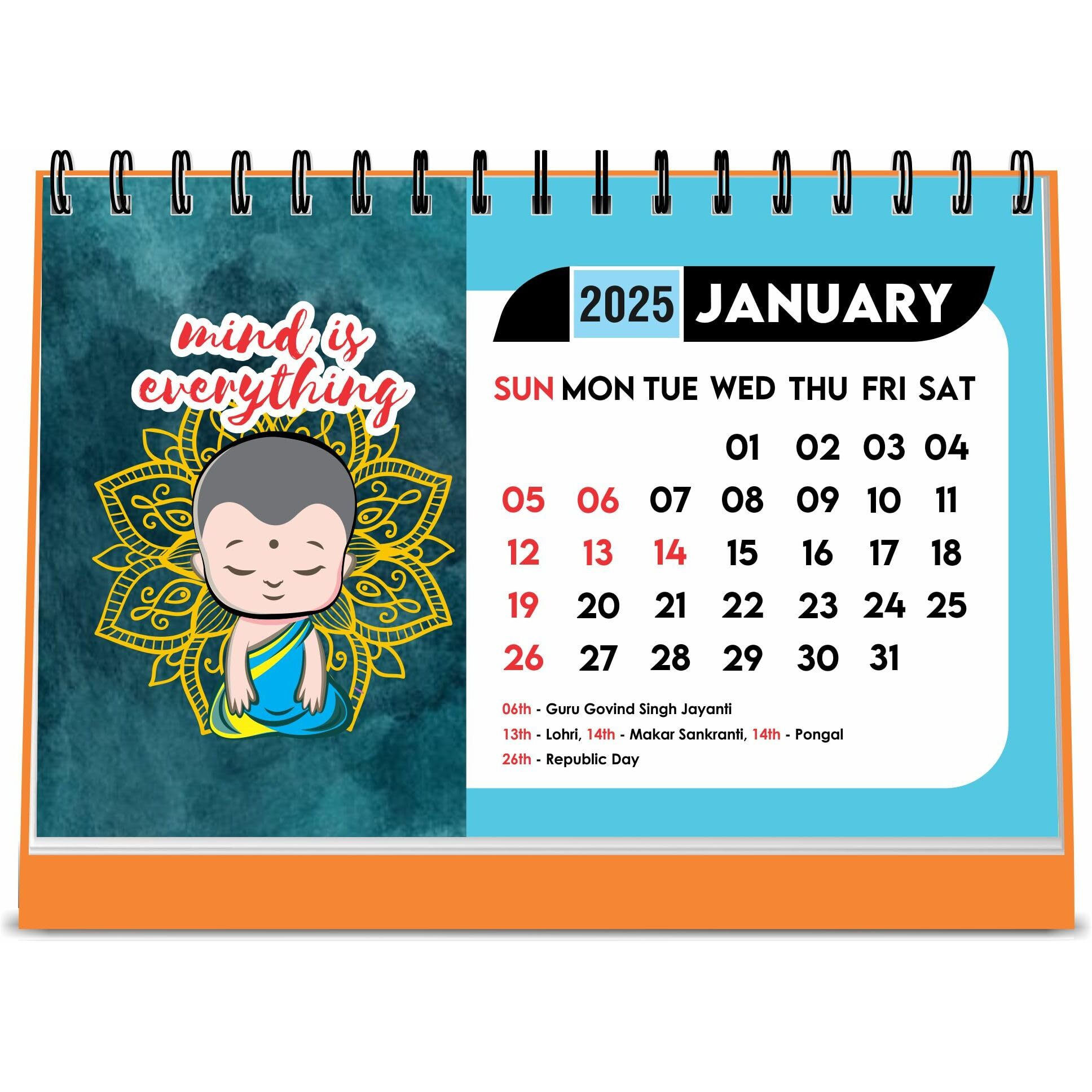ESCAPER Mind Motivational Desk Calendar 2025 (22 x 15 cm), Table Calendar 2025, Desktop Calendar 2025, Inspirational Quotes Calendar 2025, Motivational Calendar for Desk, New Year Calendar 2025