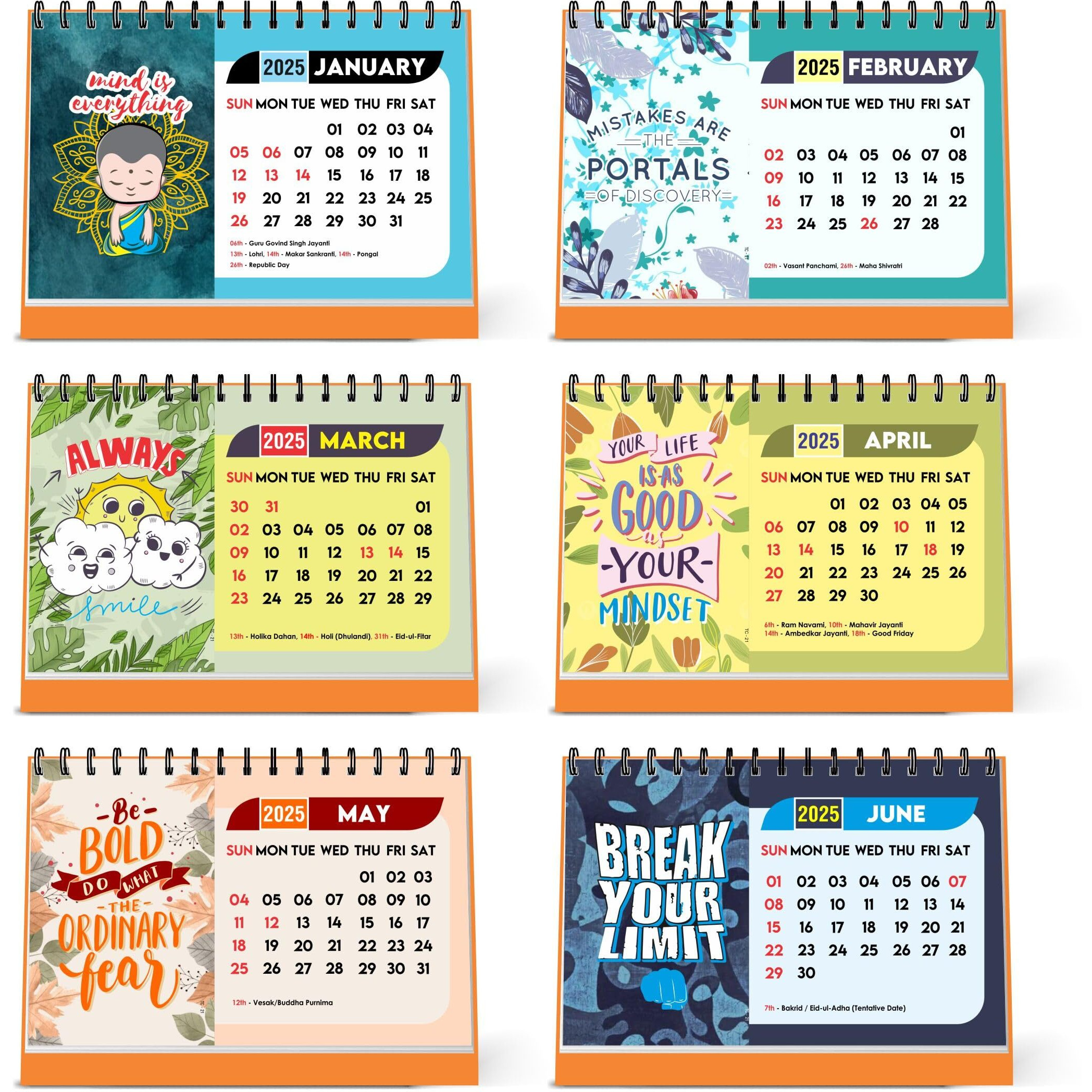 ESCAPER Mind Motivational Desk Calendar 2025 (22 x 15 cm), Table Calendar 2025, Desktop Calendar 2025, Inspirational Quotes Calendar 2025, Motivational Calendar for Desk, New Year Calendar 2025