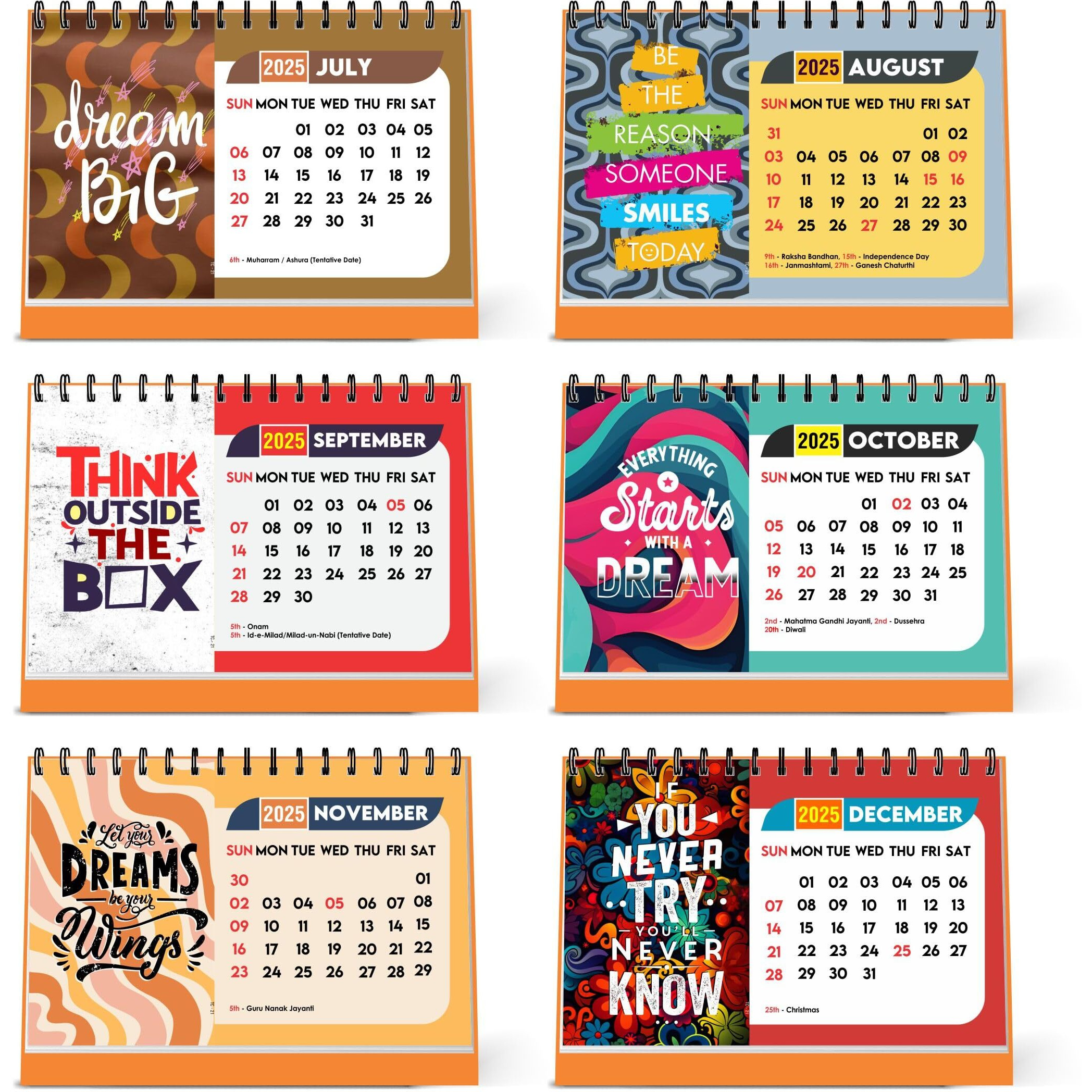 ESCAPER Mind Motivational Desk Calendar 2025 (22 x 15 cm), Table Calendar 2025, Desktop Calendar 2025, Inspirational Quotes Calendar 2025, Motivational Calendar for Desk, New Year Calendar 2025