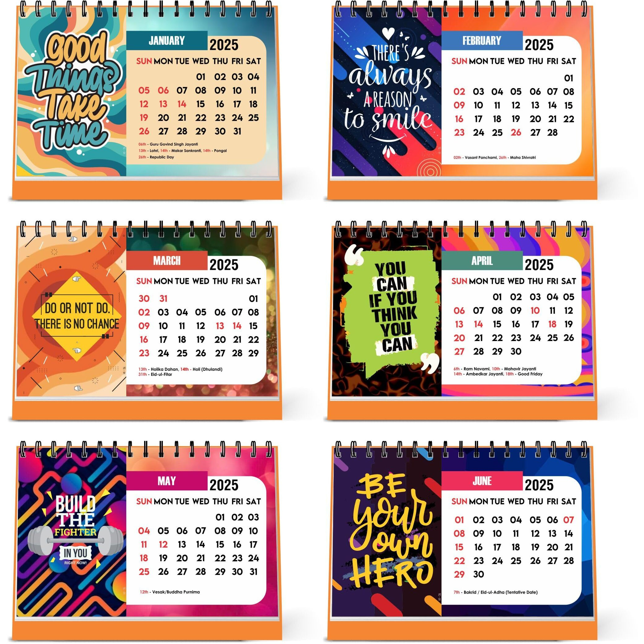 ESCAPER Positive Motivational Desk Calendar 2025 (22 x 15 cm), Table Calendar 2025, Desktop Calendar 2025, Inspirational Quotes Desk Calendar, Motivational Calendar for Desk, New Year Calendar
